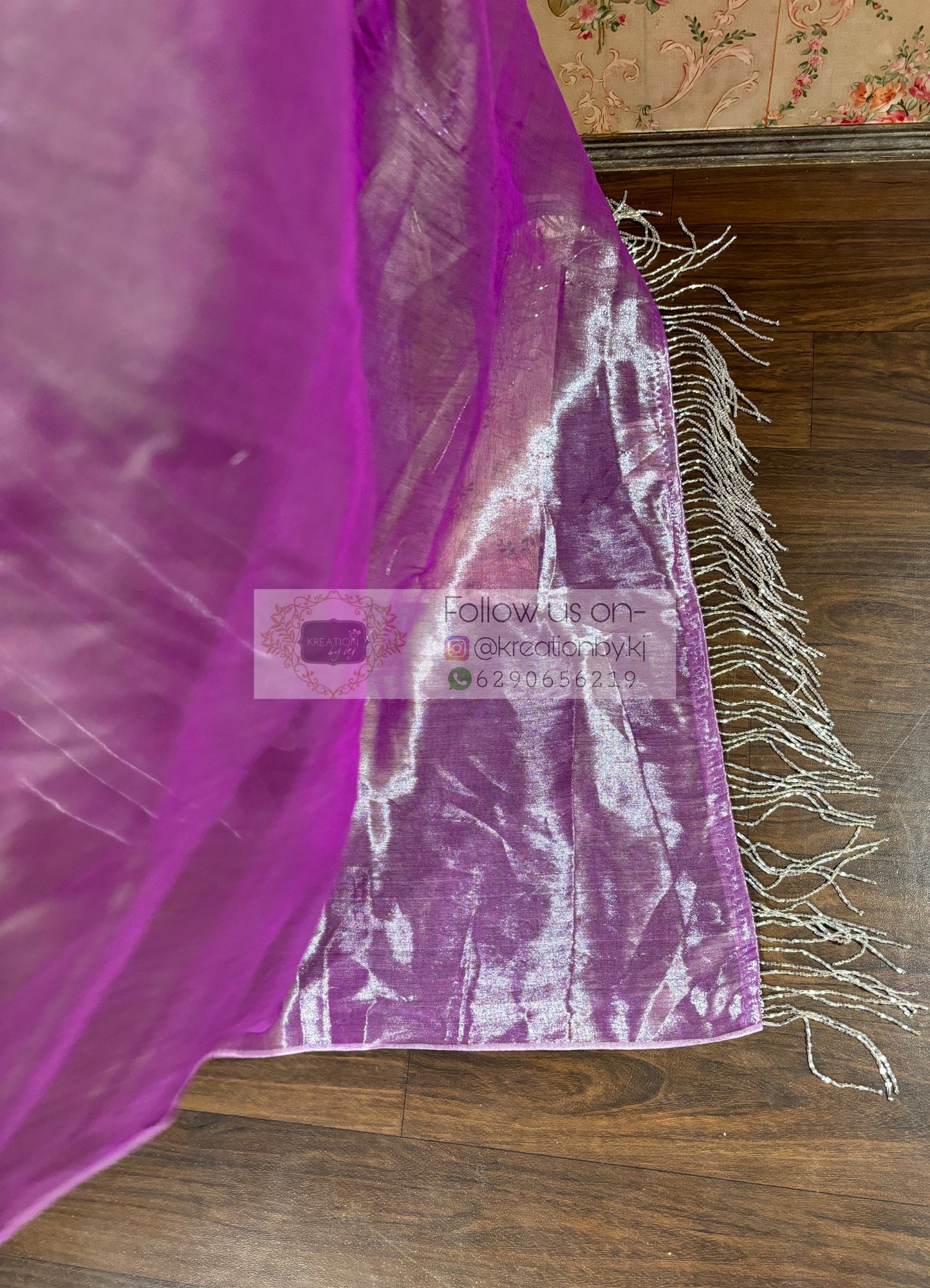Lavender Cotton Tissue Saree kreationbykj