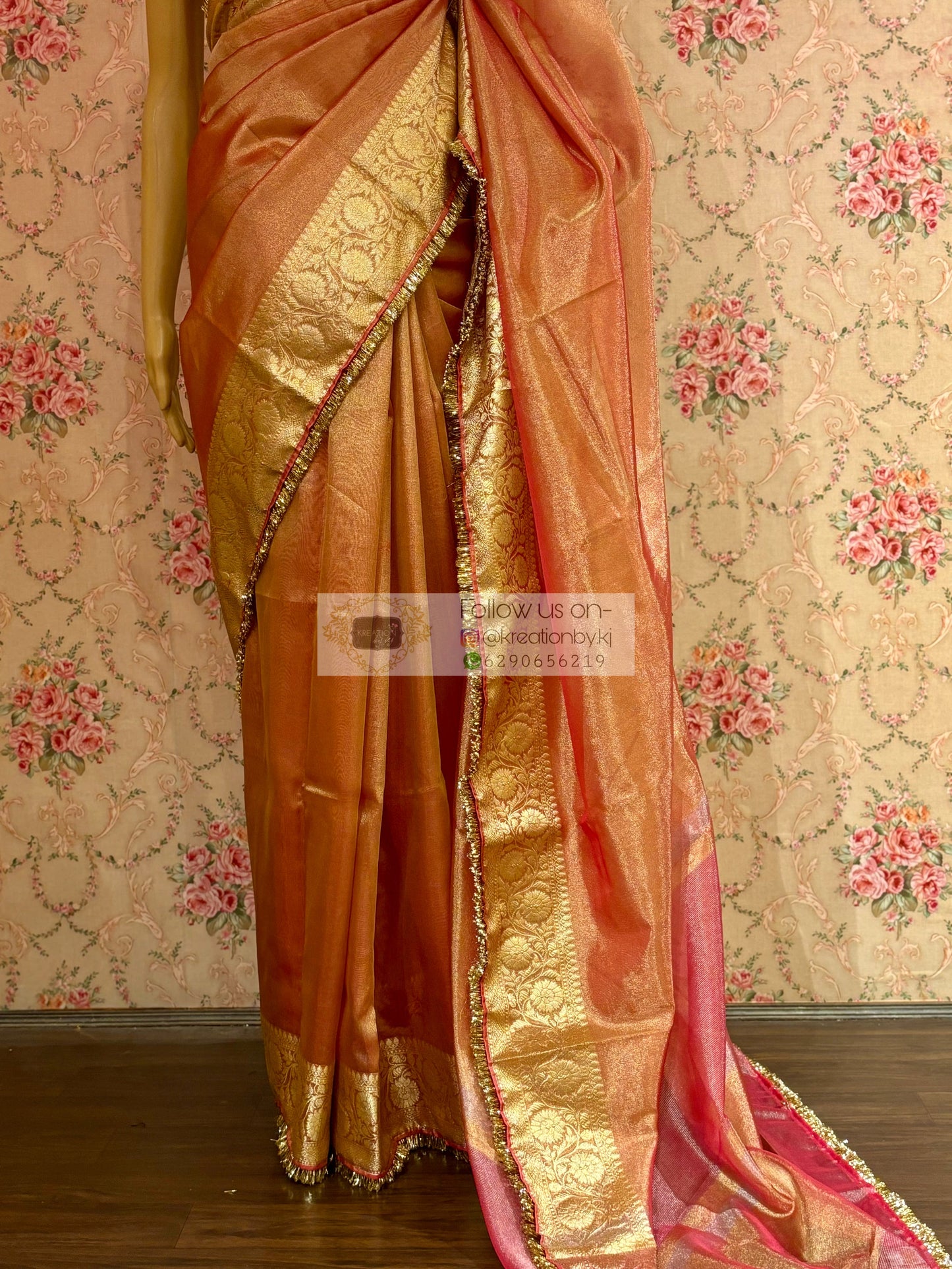 Banarasi Tissue Saree with Gota Kiran Lace kreationbykj