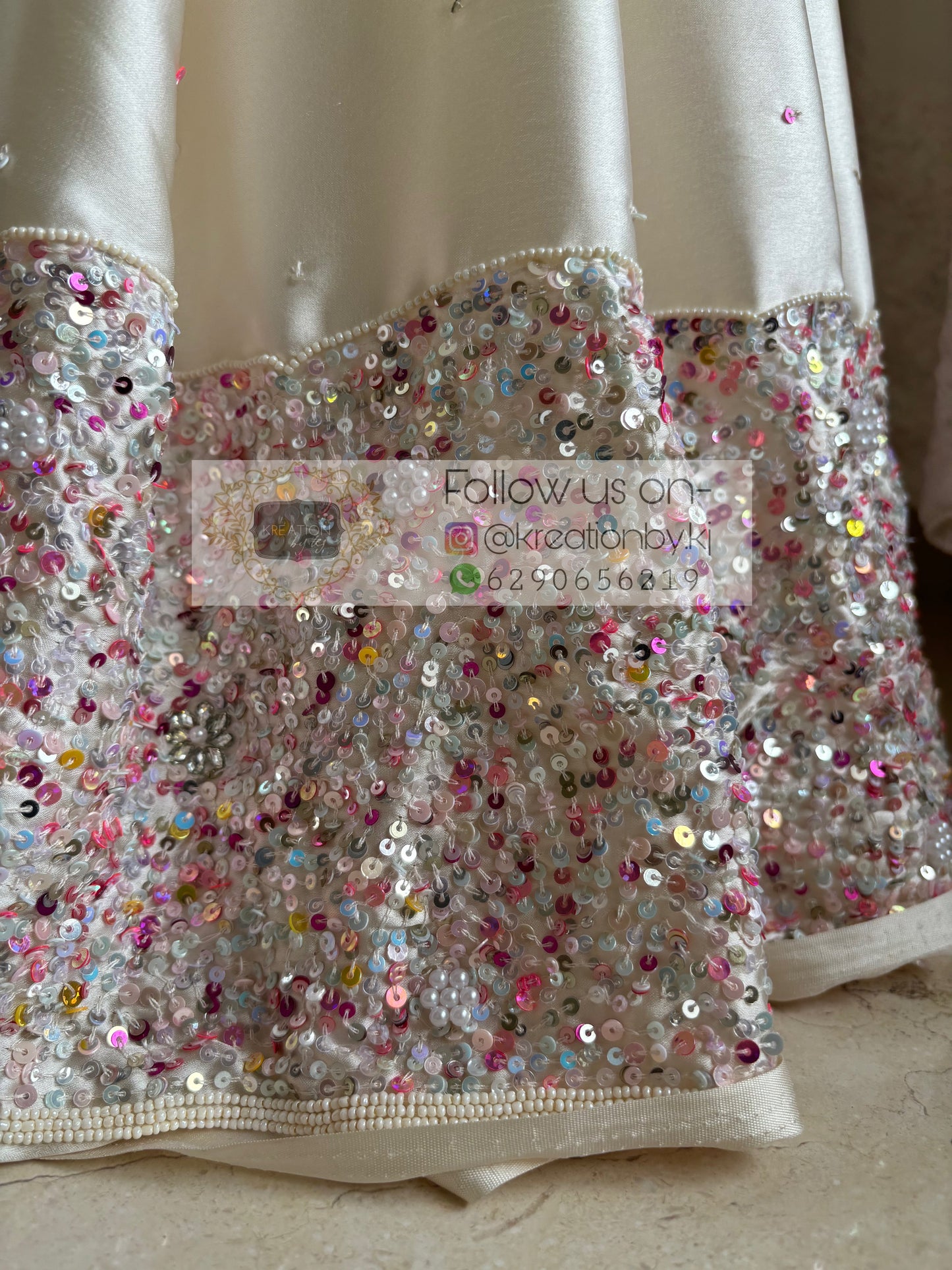 Cream Stardust Saree kreationbykj