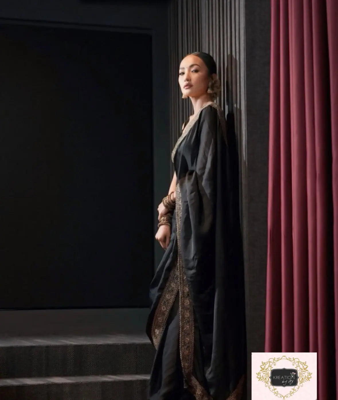 Black Zarina Saree kreationbykj
