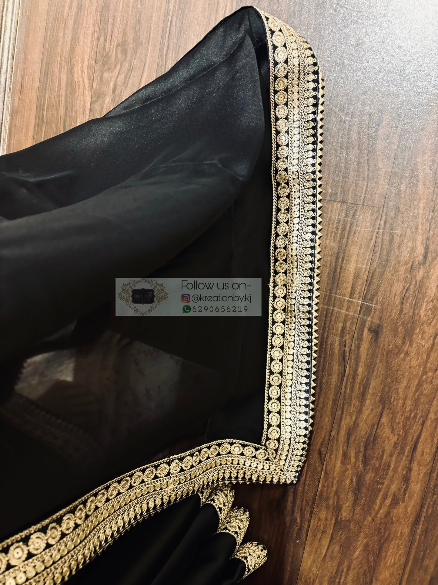 Black Georgette Cocktail Saree kreationbykj