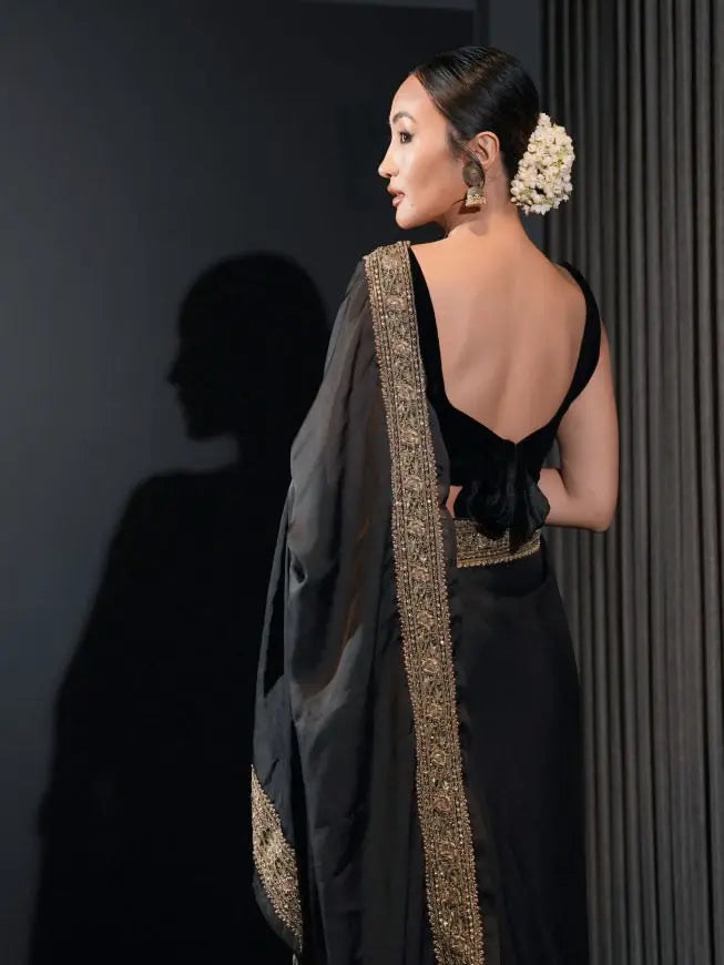 Black Zarina Saree kreationbykj