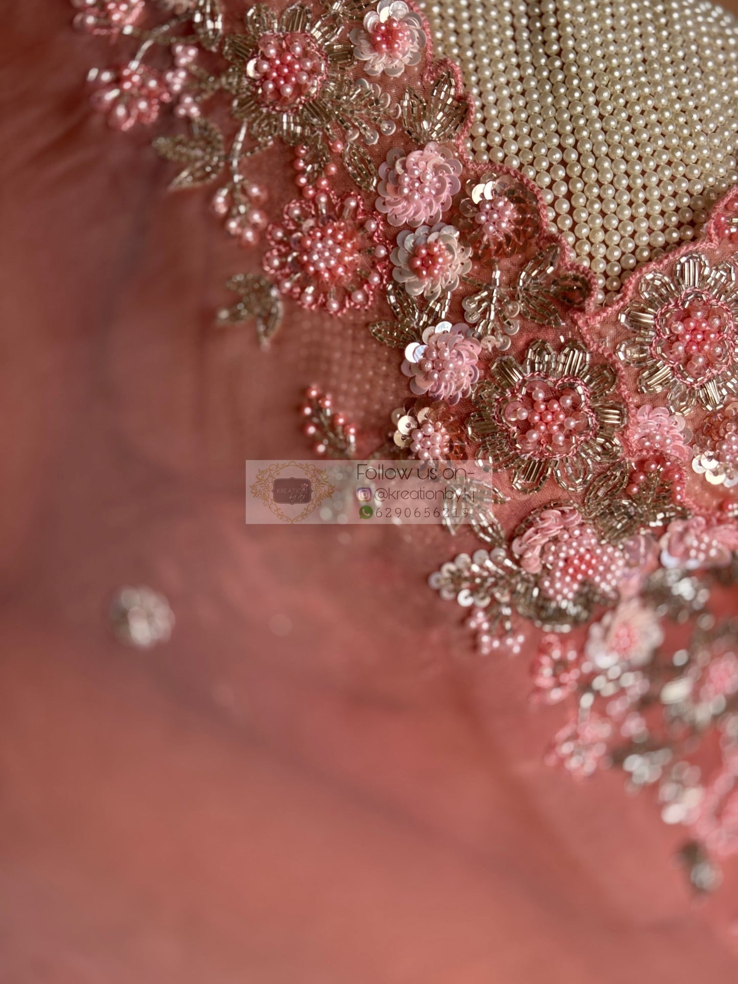 Peach Floral Haze Organza Saree Kreation by KJ