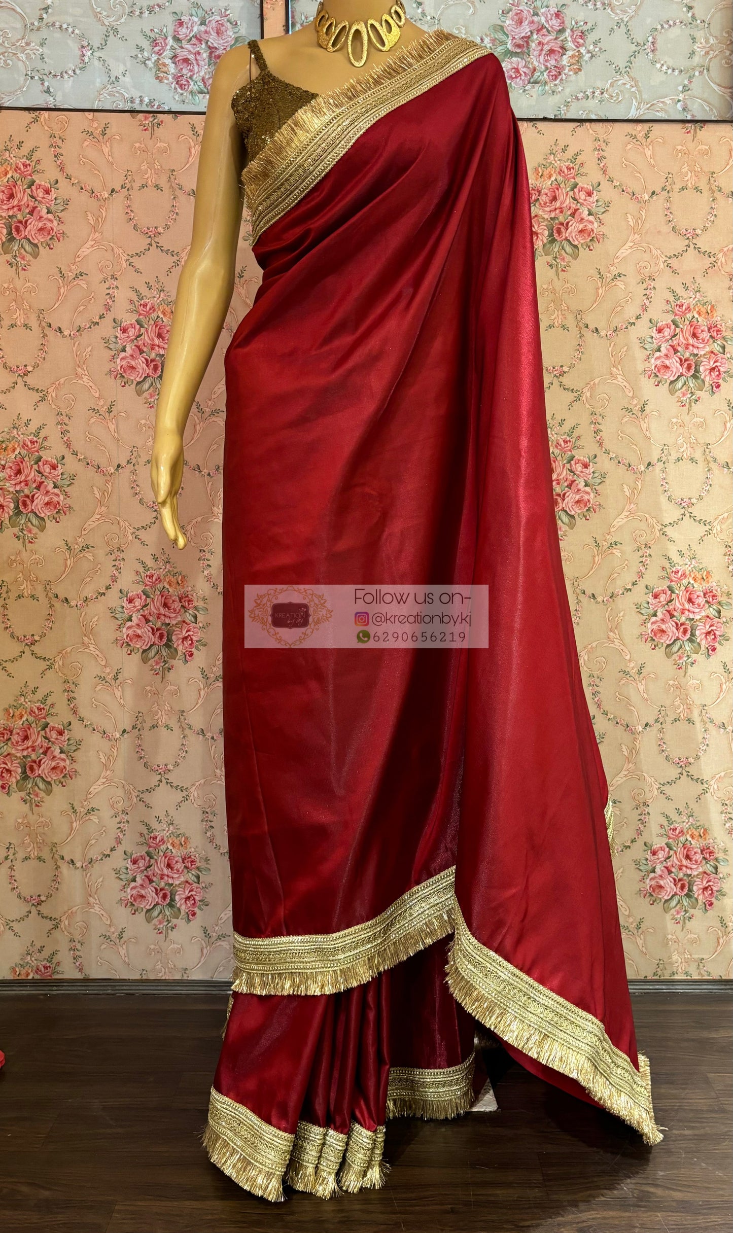Maroon Silk Banno Saree kreationbykj