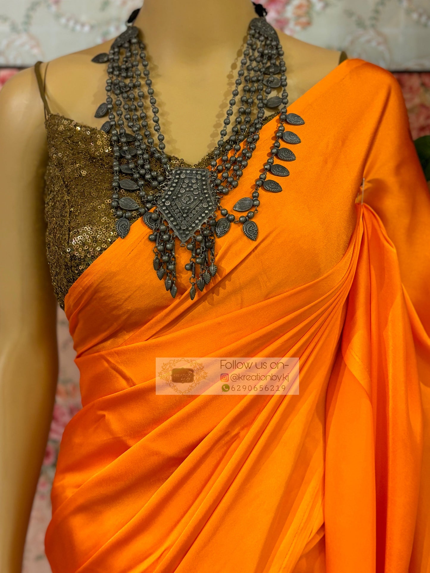 Komola Satin Silk Saree with Handmade Tassels on Pallu kreationbykj