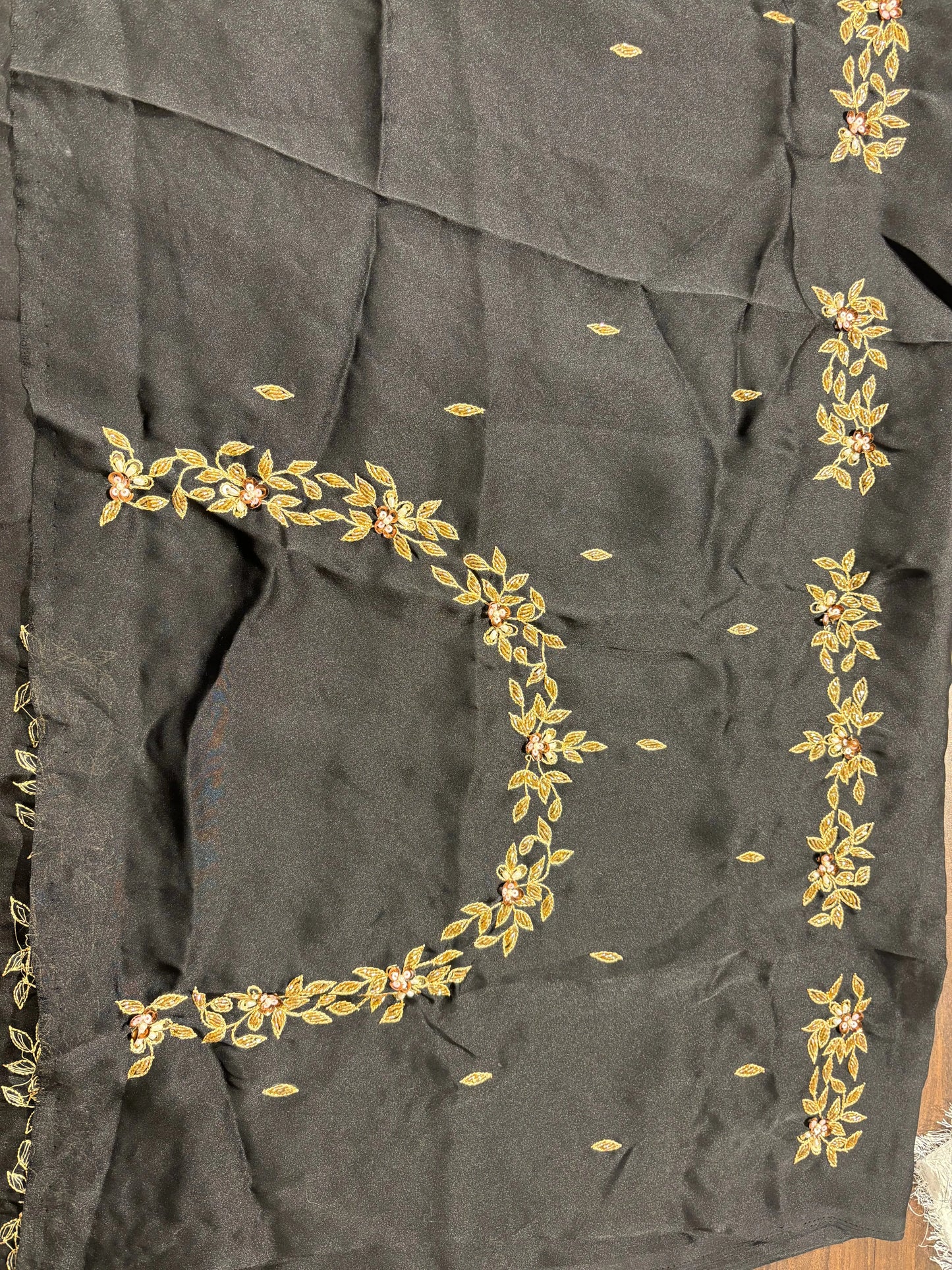 Black Crepe Silk Badan Pe Sitare Cocktail Saree kreationbykj