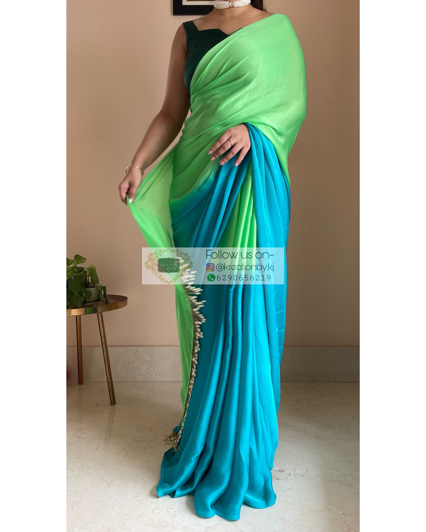 Mojito Ombré Chinnon Saree kreationbykj