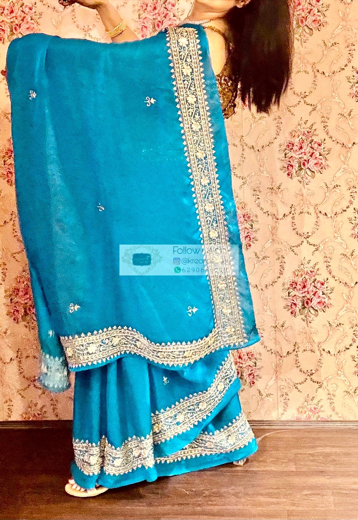 Persian Blue Zarina Saree kreationbykj