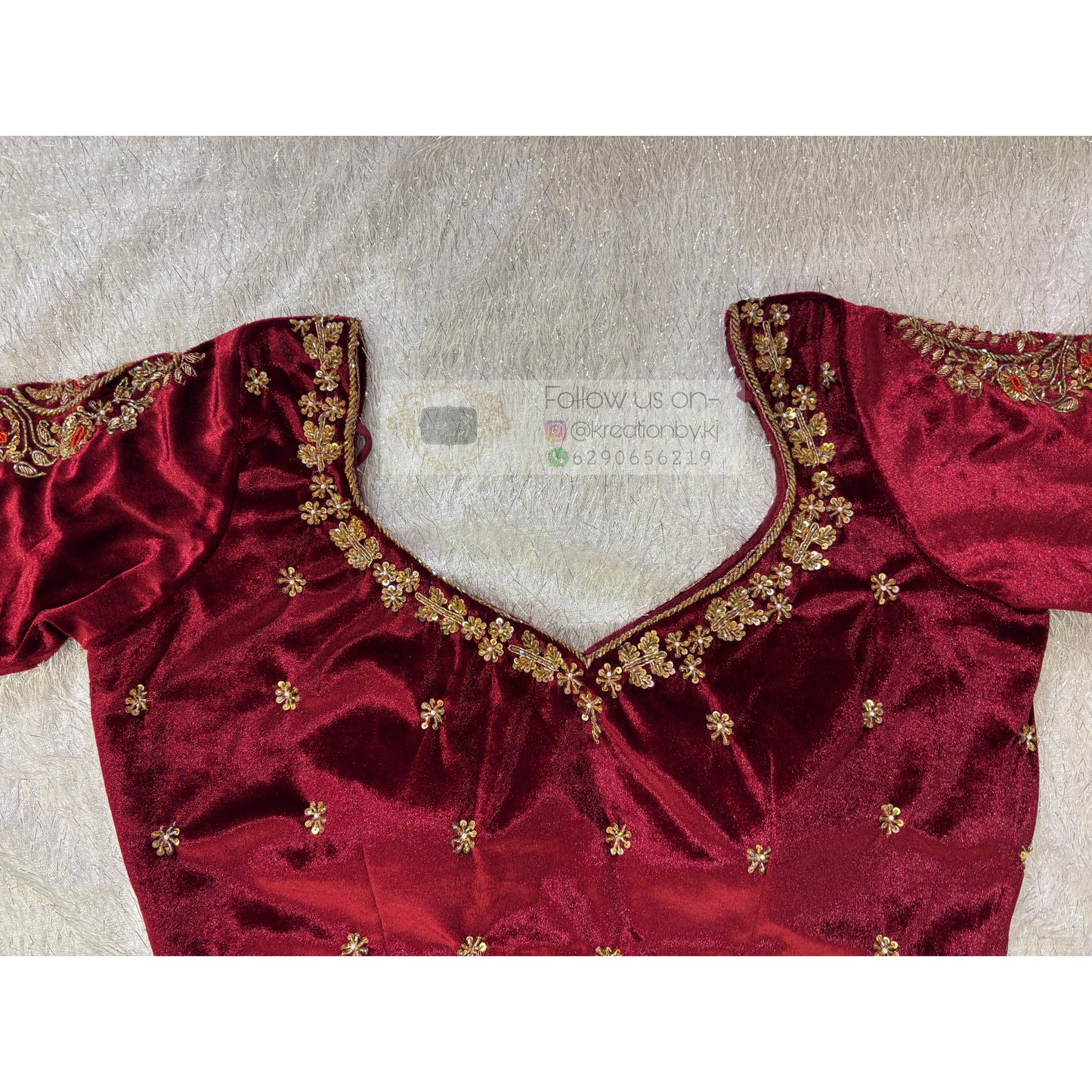 Burgundy Velvet Bridal Blouse kreationbykj