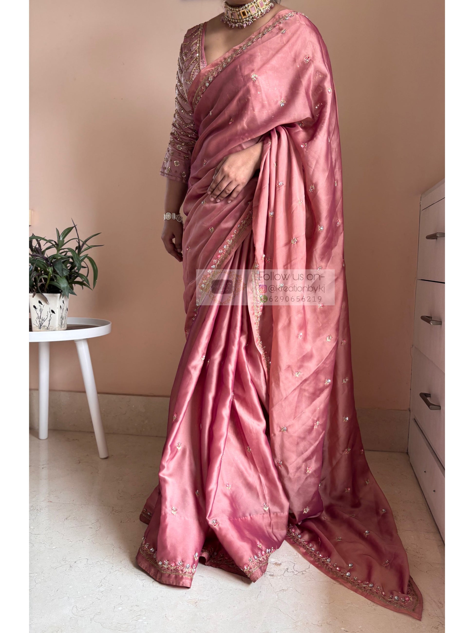 Summer Mauve Pink Saree Kreation by KJ