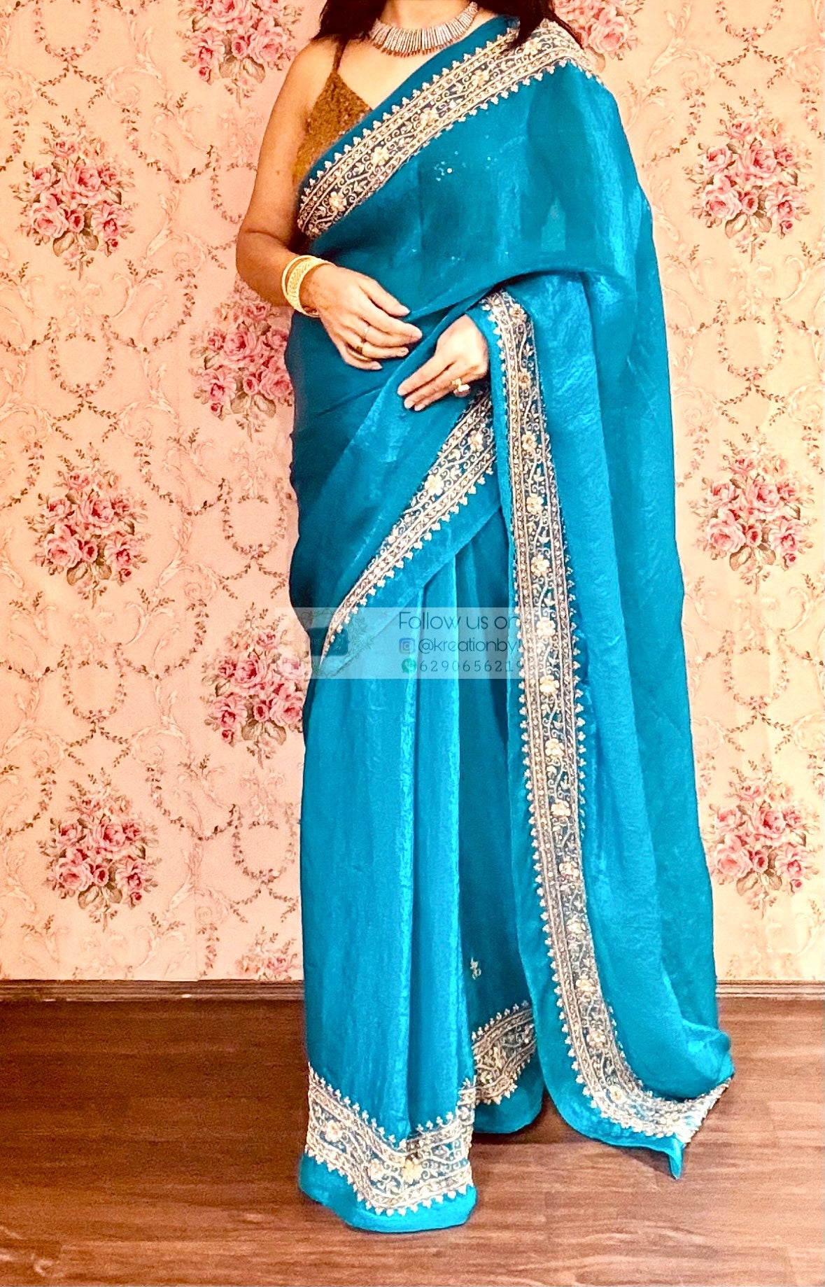 Persian Blue Zarina Saree kreationbykj