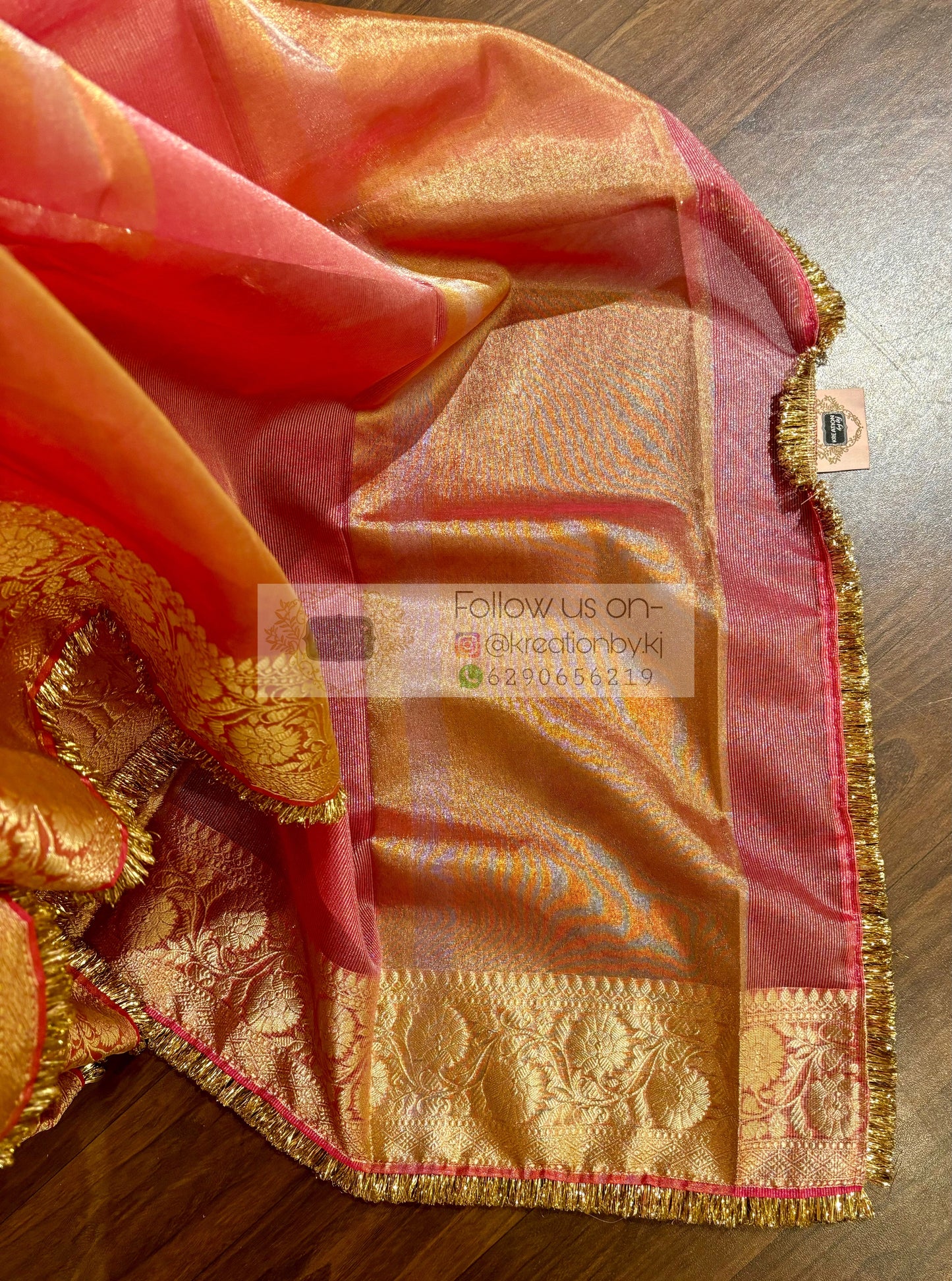 Banarasi Tissue Saree with Gota Kiran Lace kreationbykj