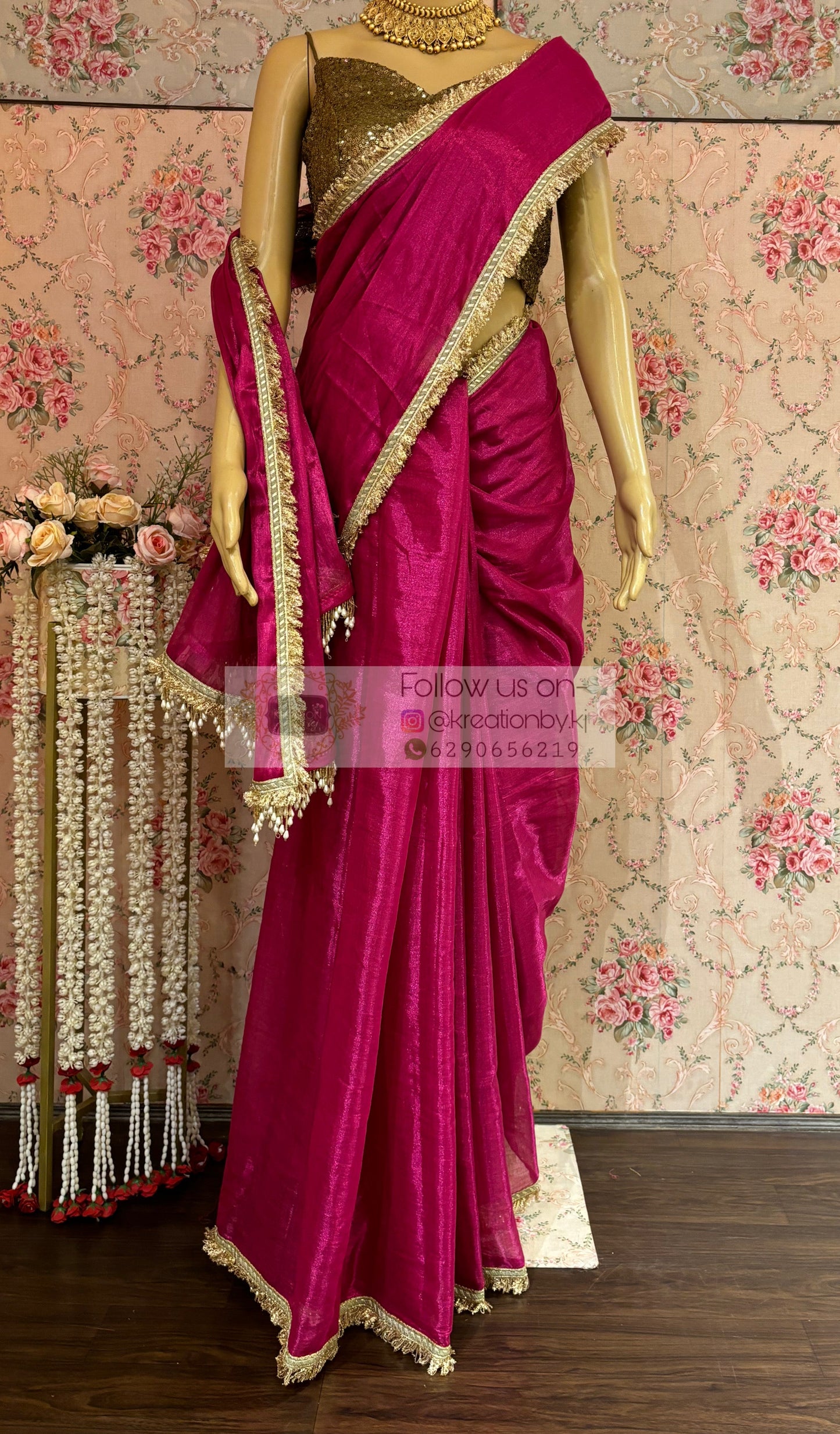 Gulabi Banno Tissue Saree kreationbykj