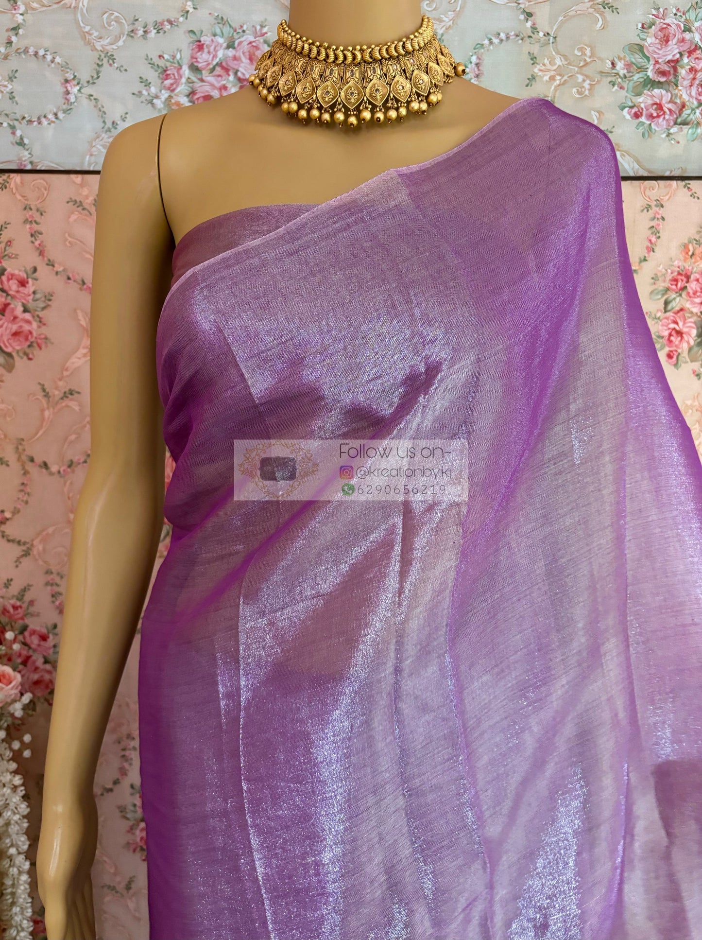 Lavender Cotton Tissue Saree kreationbykj