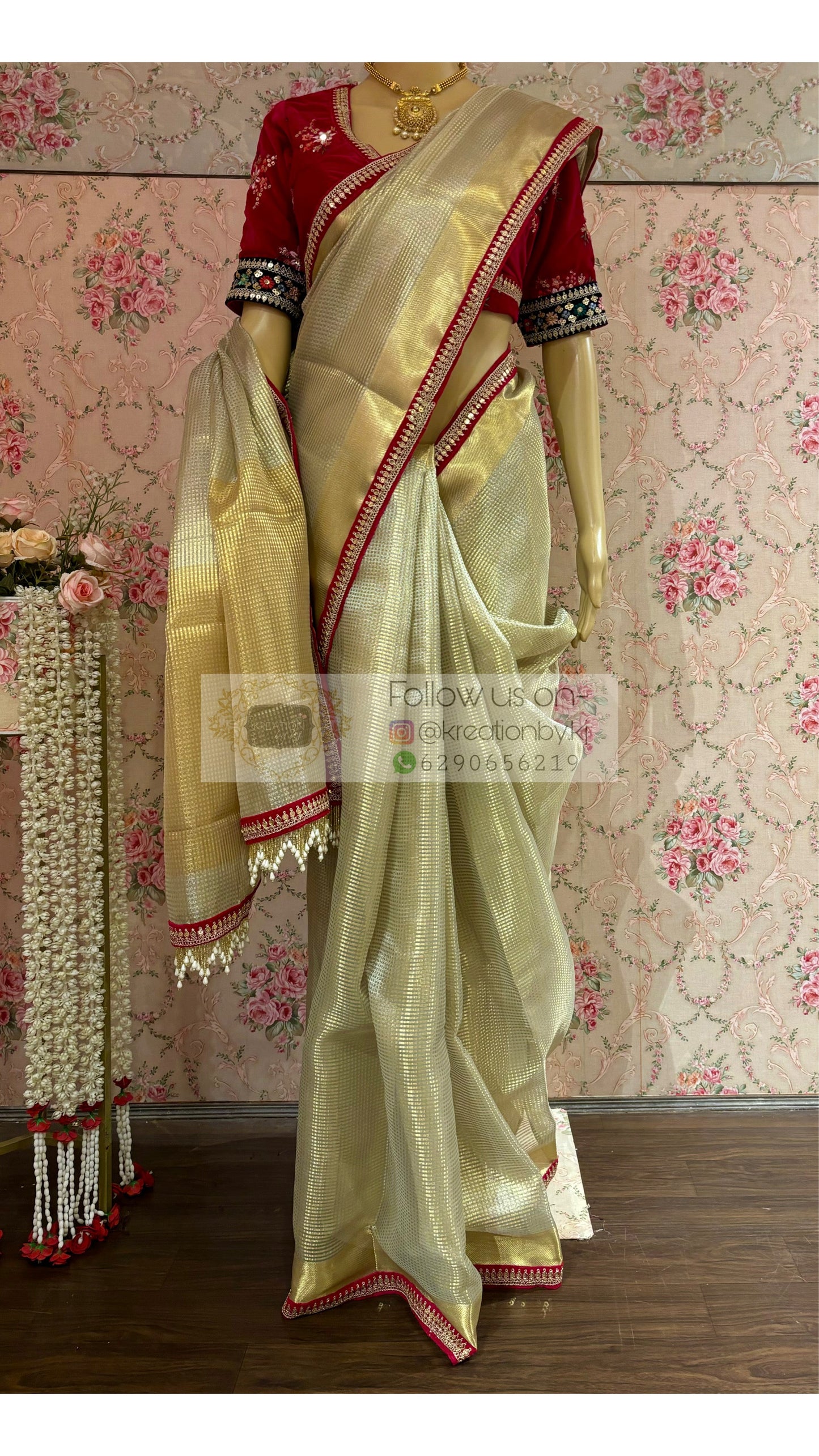 Shubho Designer Tissue Banarsi Saree For Durga Puja kreationbykj