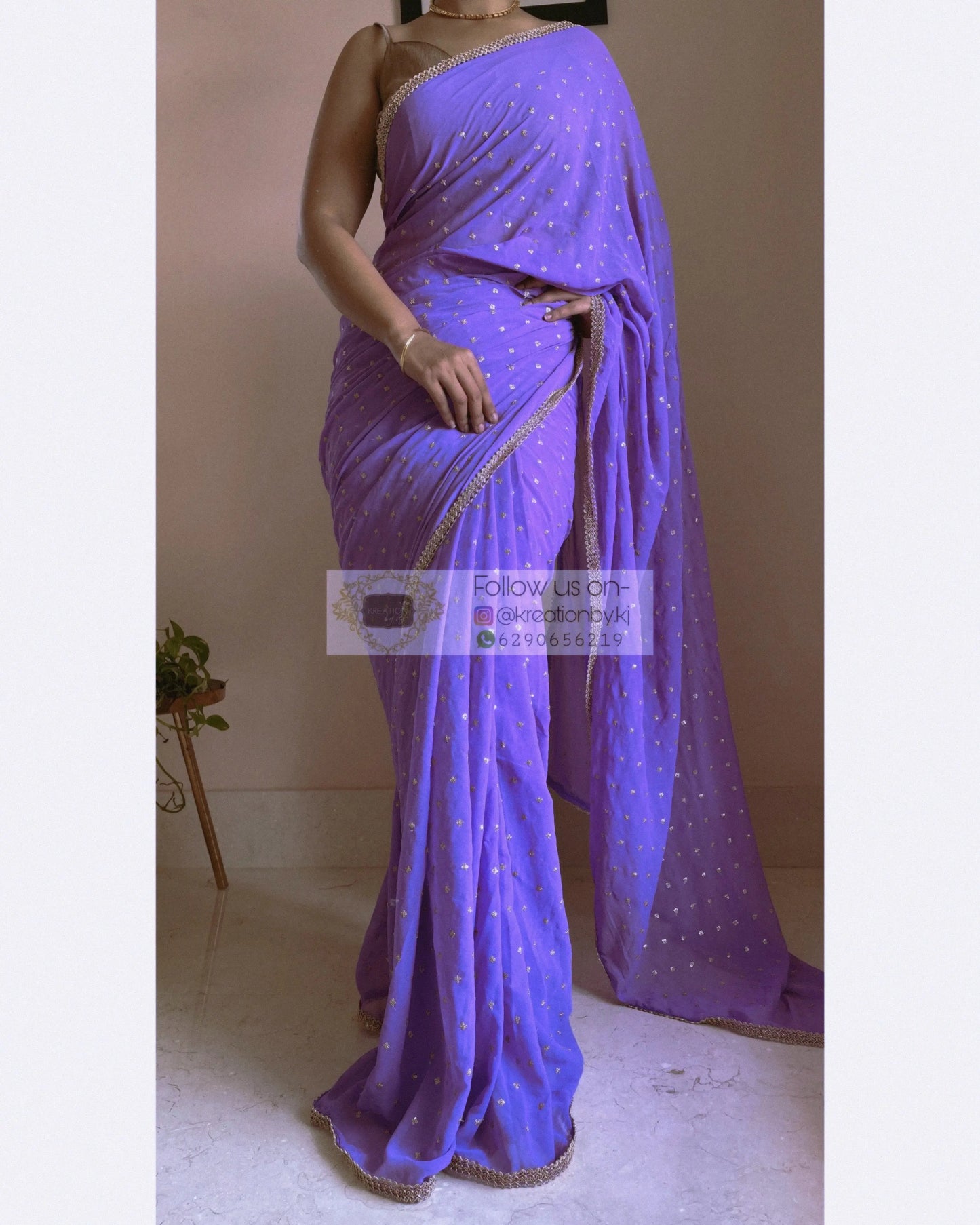 Lavender Ragini Georgette Saree kreationbykj