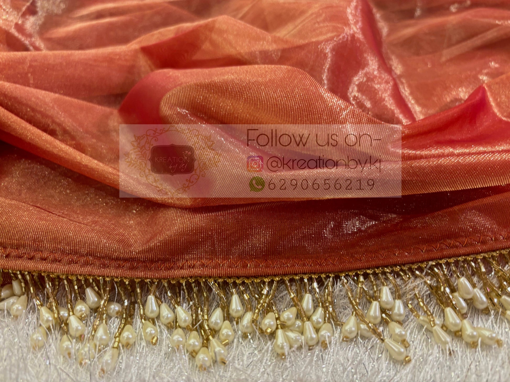 Caramel Tissue Net Cocktail Saree kreationbykj