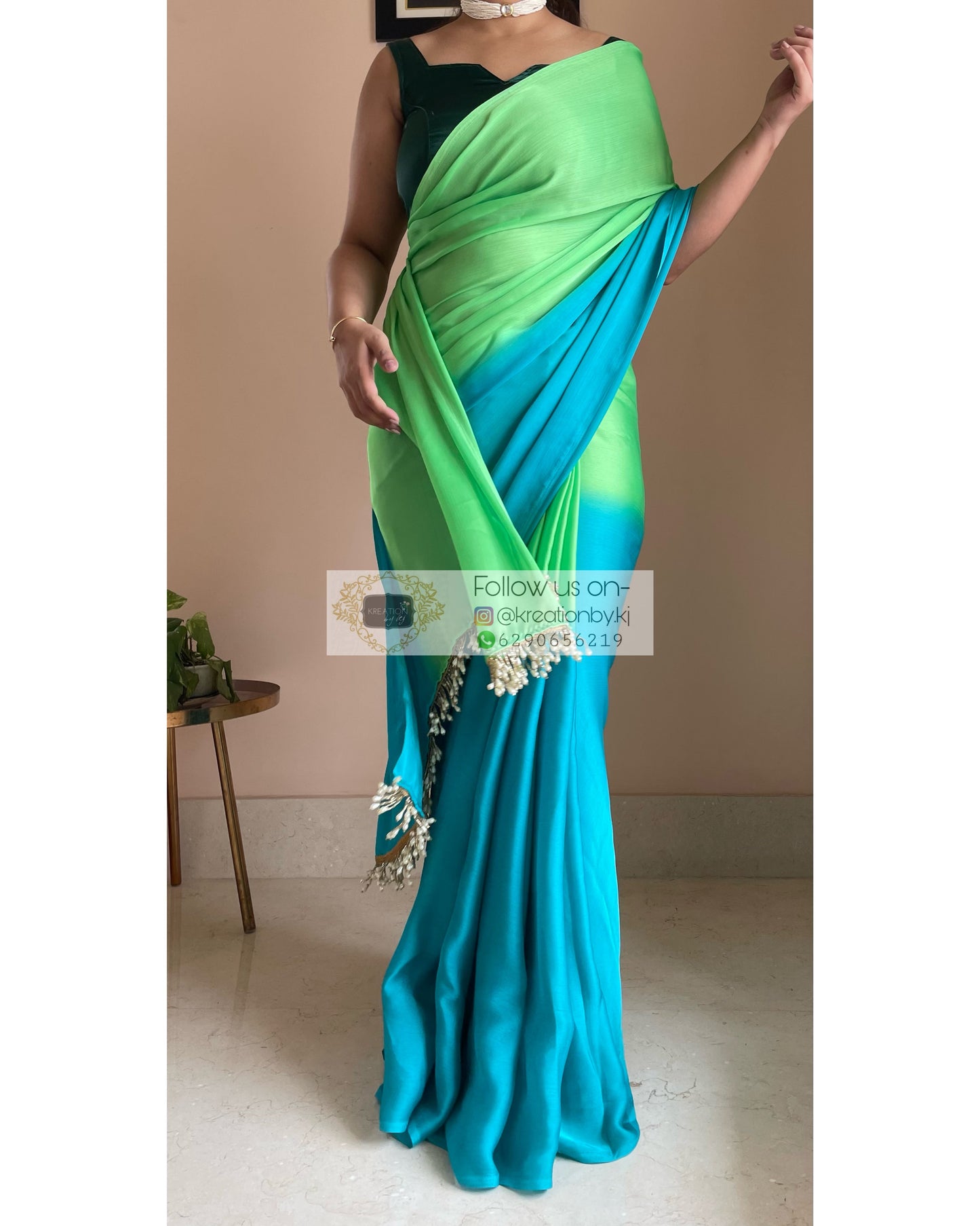 Mojito Ombré Chinnon Saree kreationbykj