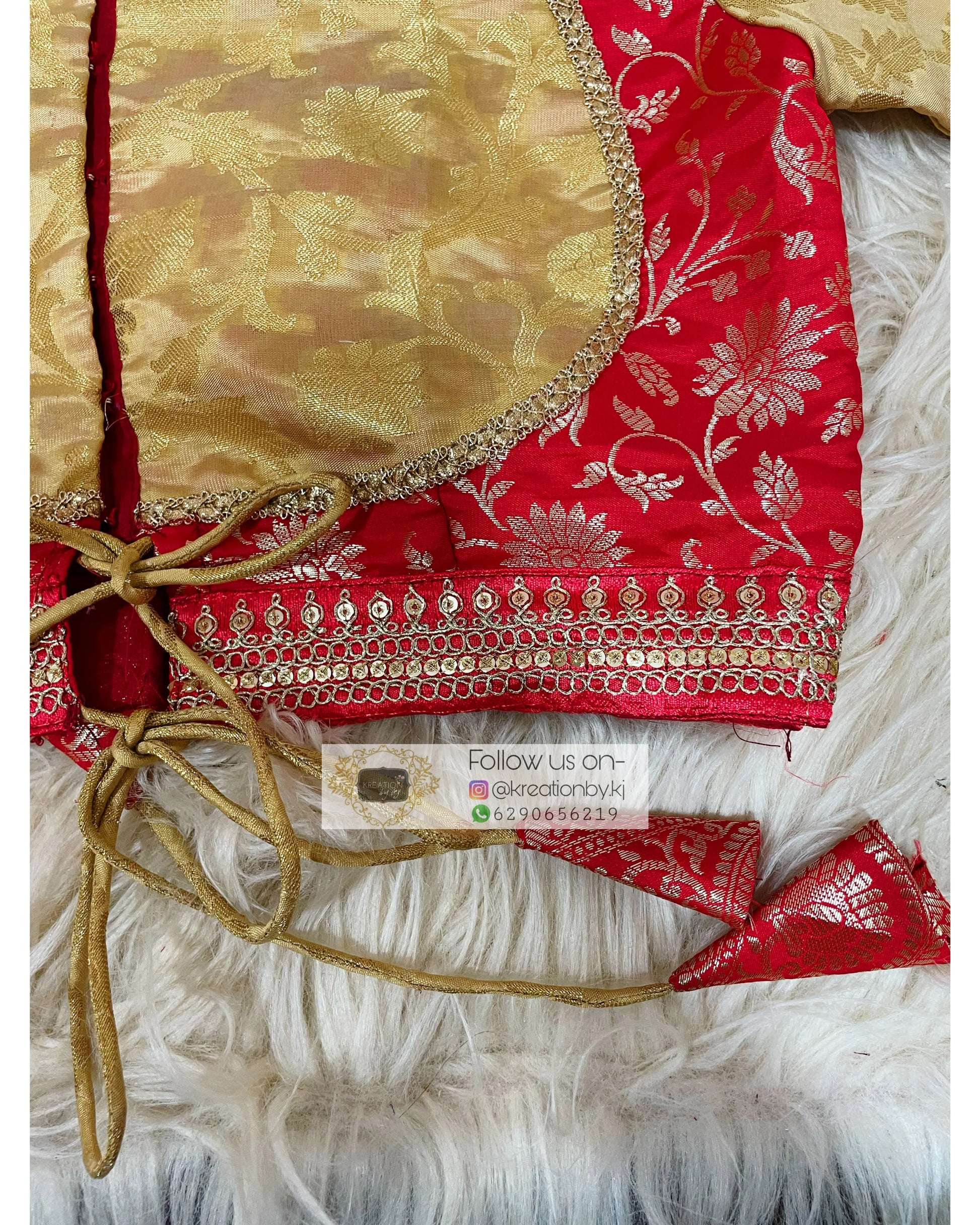 Red Golden Darbari Cut Blouse Koti Style kreationbykj