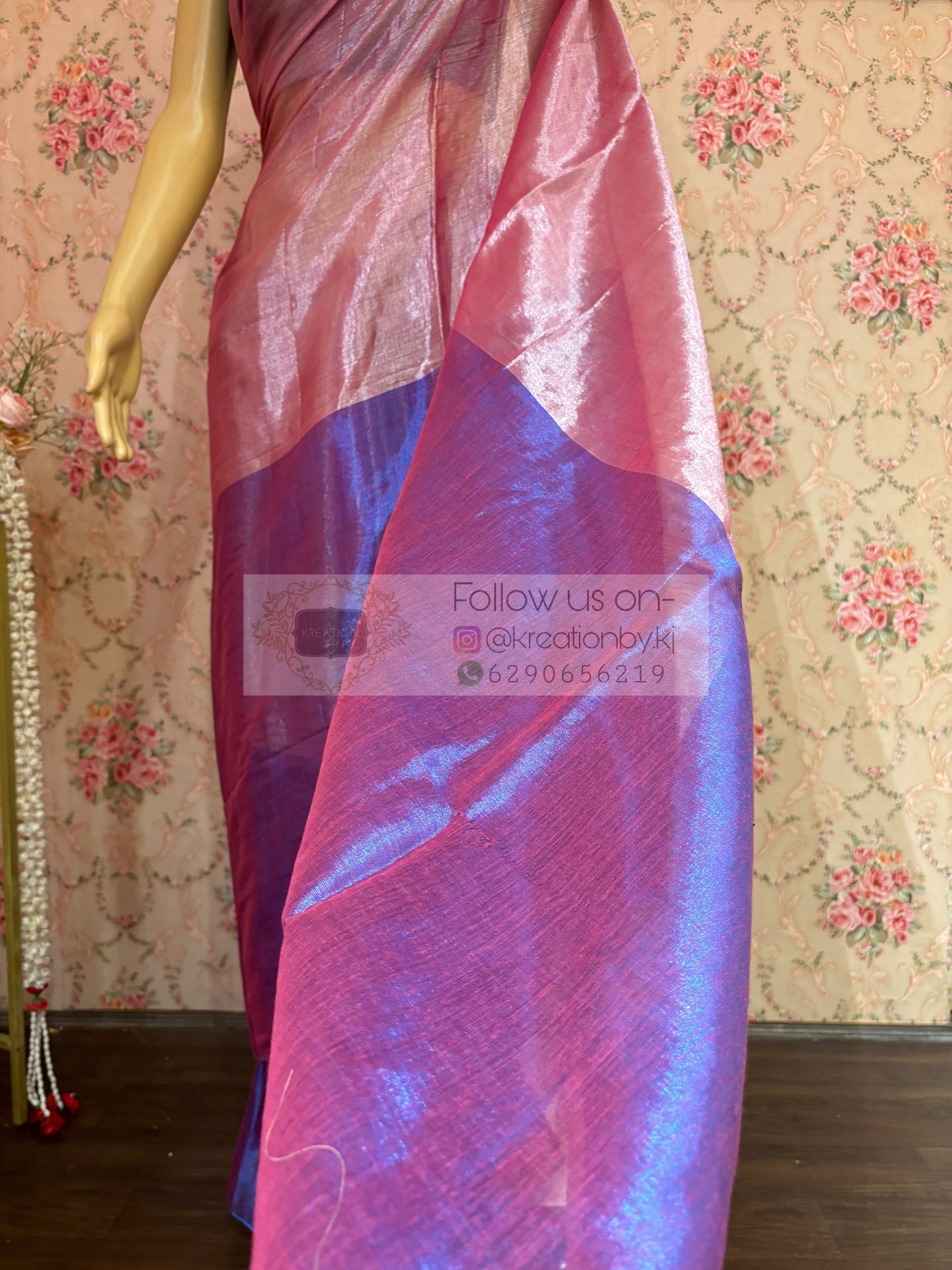 Pink Orchid Two in One Tissue Saree kreationbykj