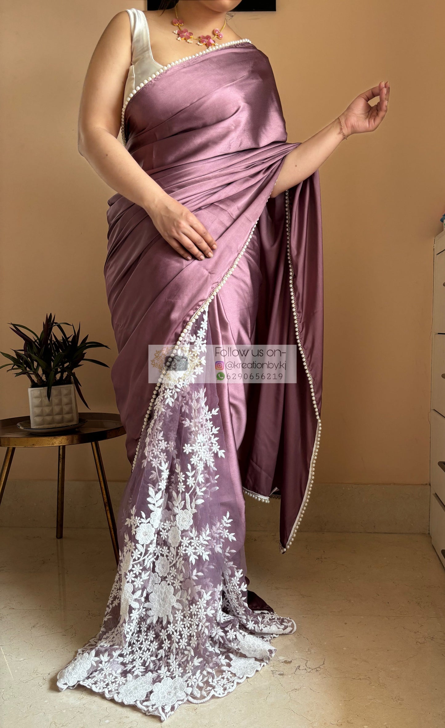 Heather Cherry blossom Half Saree kreationbykj