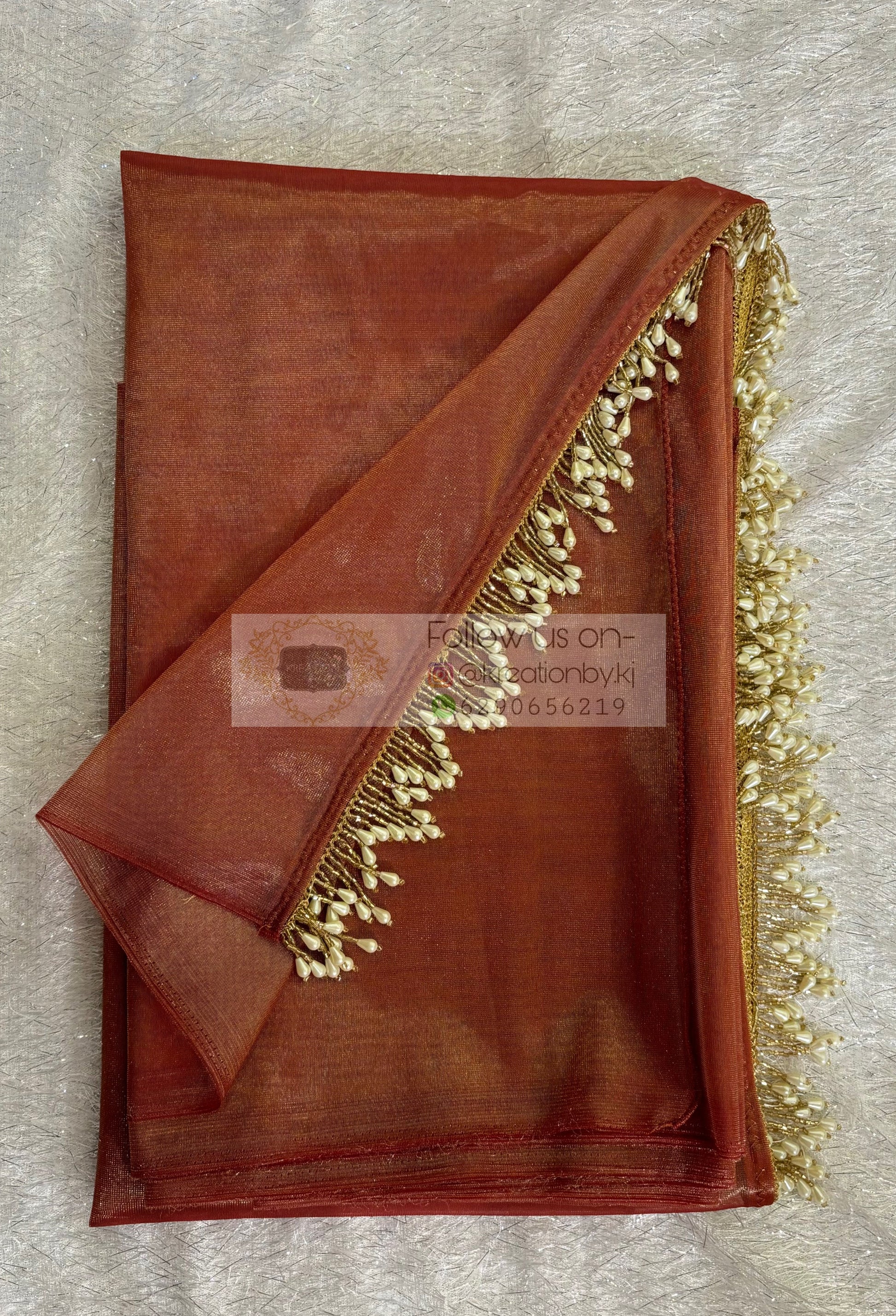 Caramel Tissue Net Cocktail Saree kreationbykj