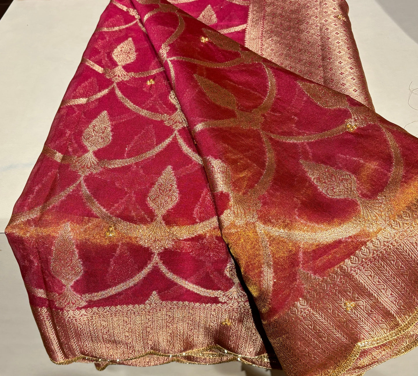 Pink Banarasi Tissue Piyali Saree For Wedding kreationbykj