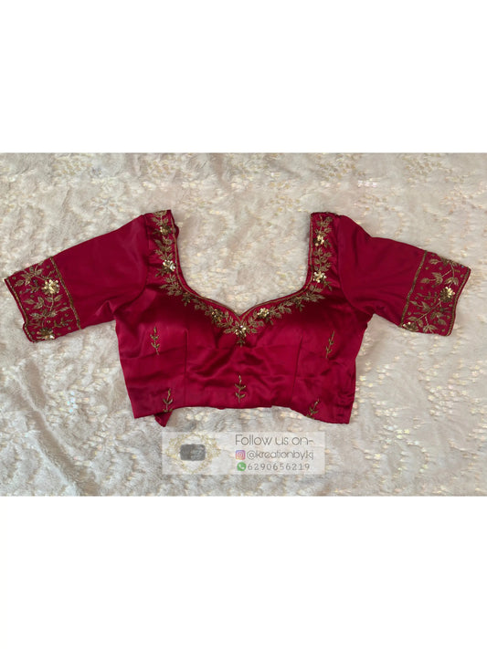 Hot Pink Designer Zardosi Blouse Piece kreationbykj