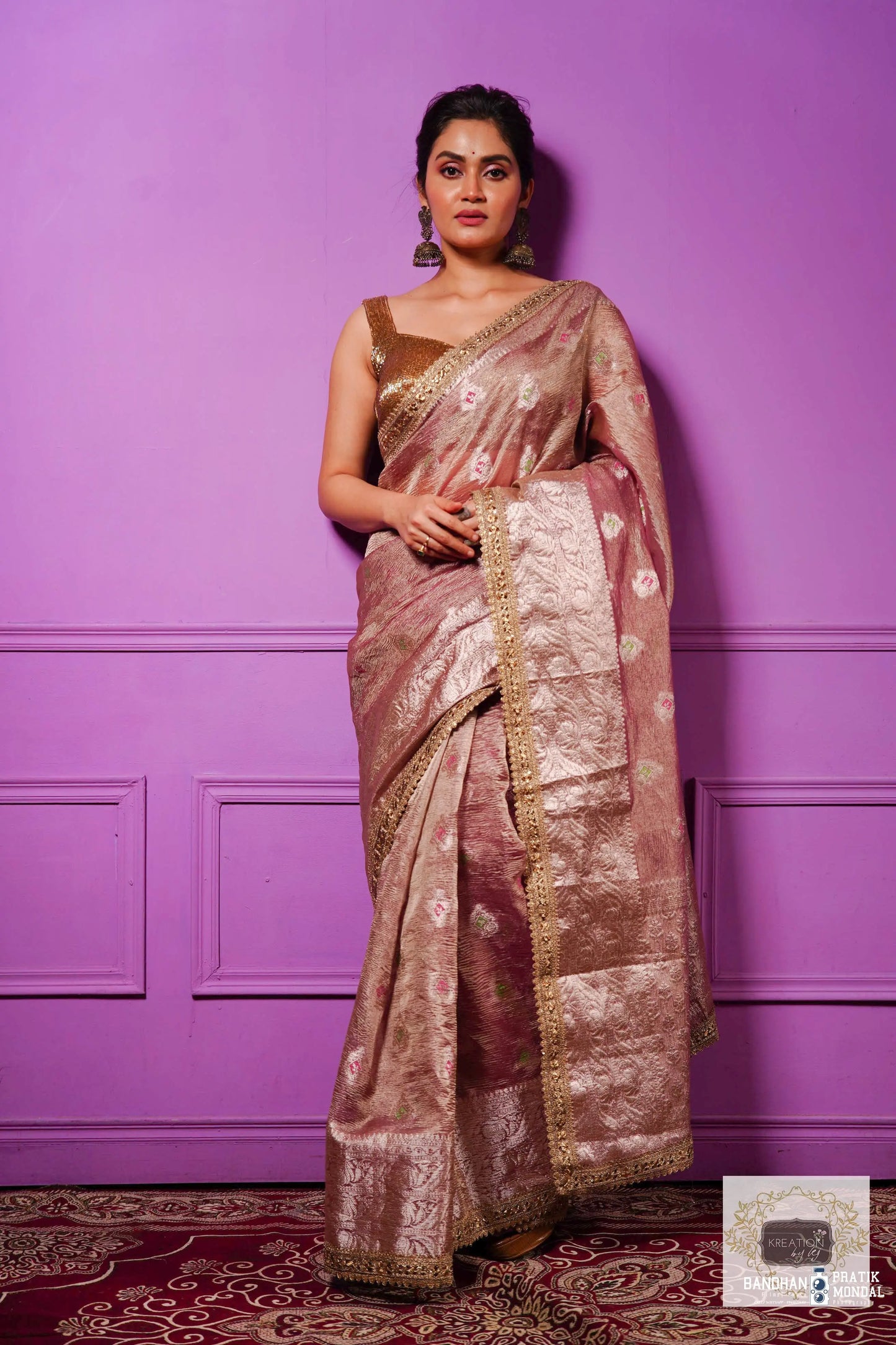 Lilac Designer Tissue Silk Banarasi Saree kreationbykj