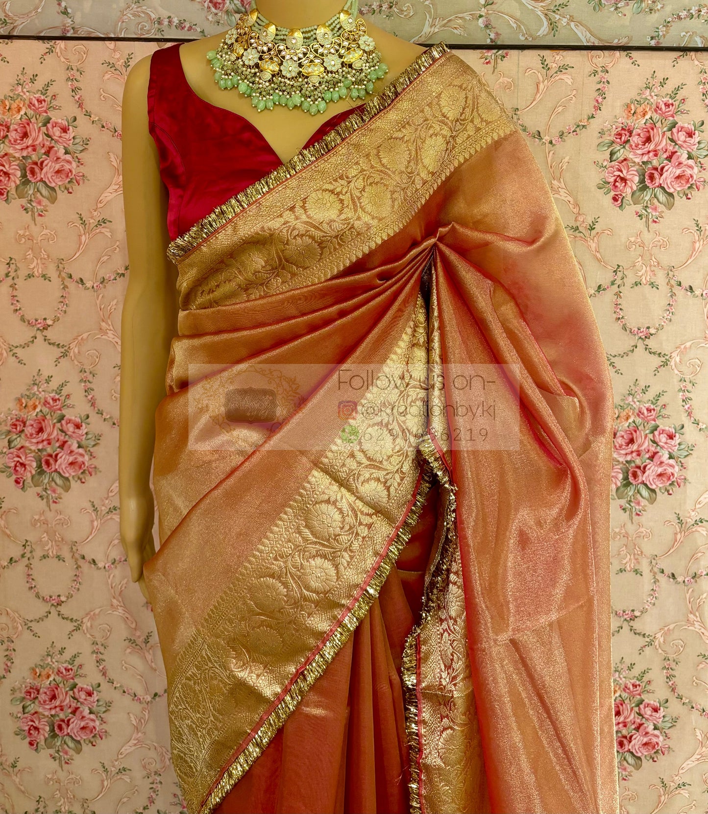 Banarasi Tissue Saree with Gota Kiran Lace kreationbykj