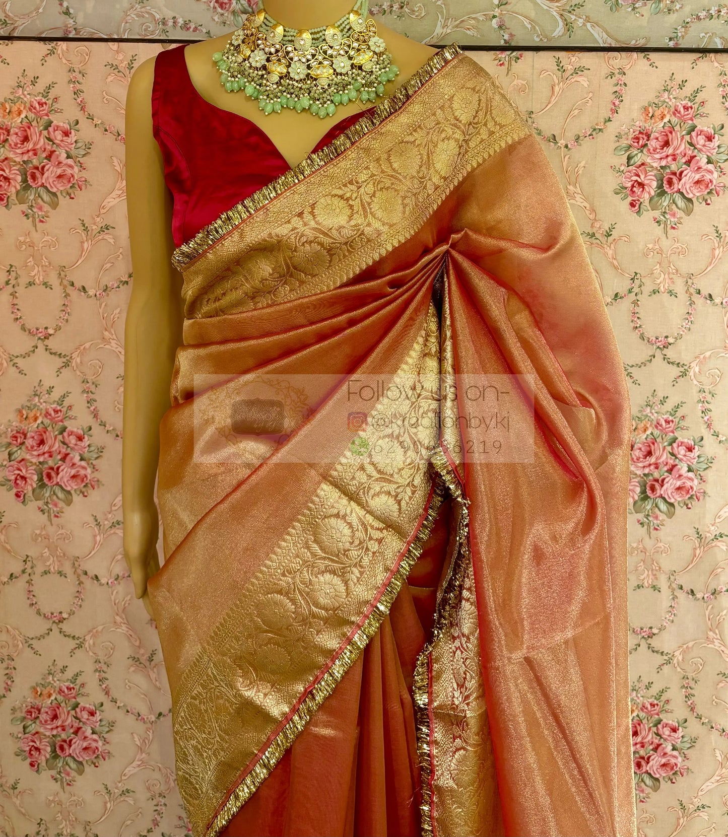 Banarasi Tissue Saree with Gota Kiran Lace kreationbykj