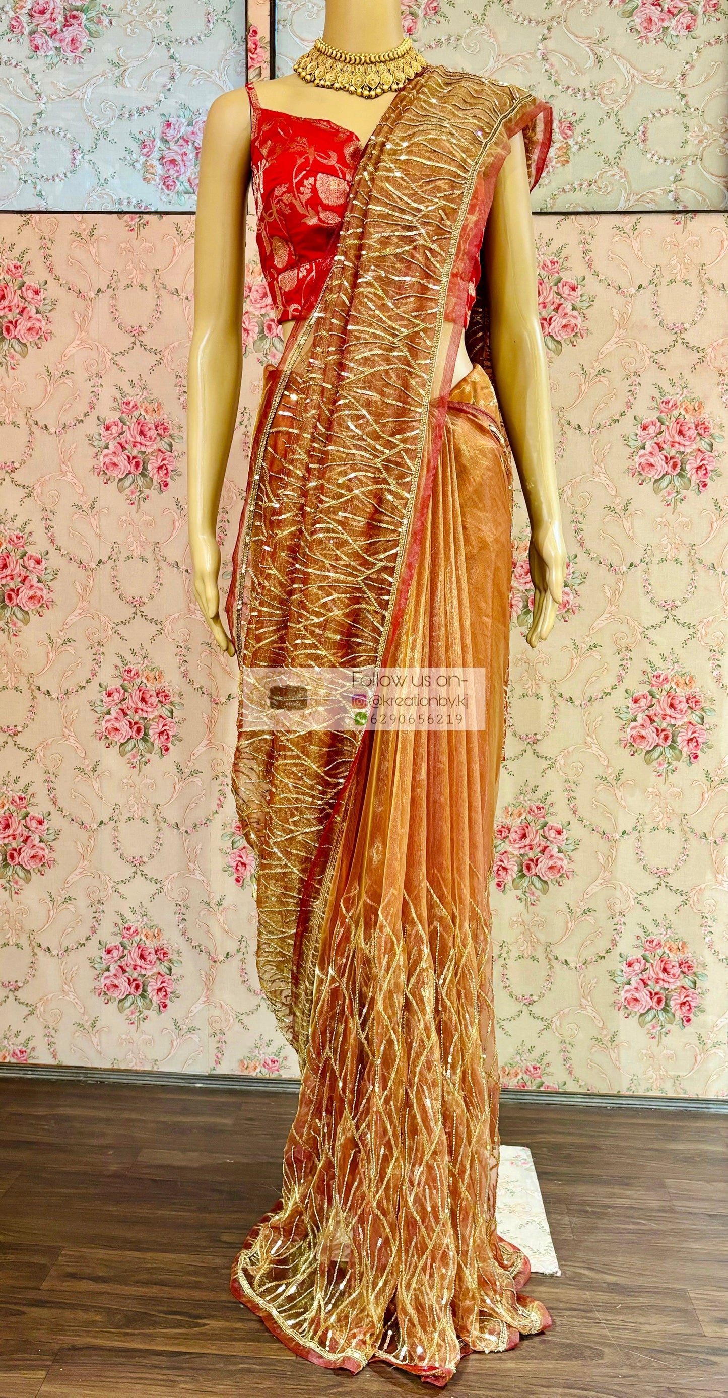 Liquid Gold A Sky full of Stars Saree For Reception kreationbykj