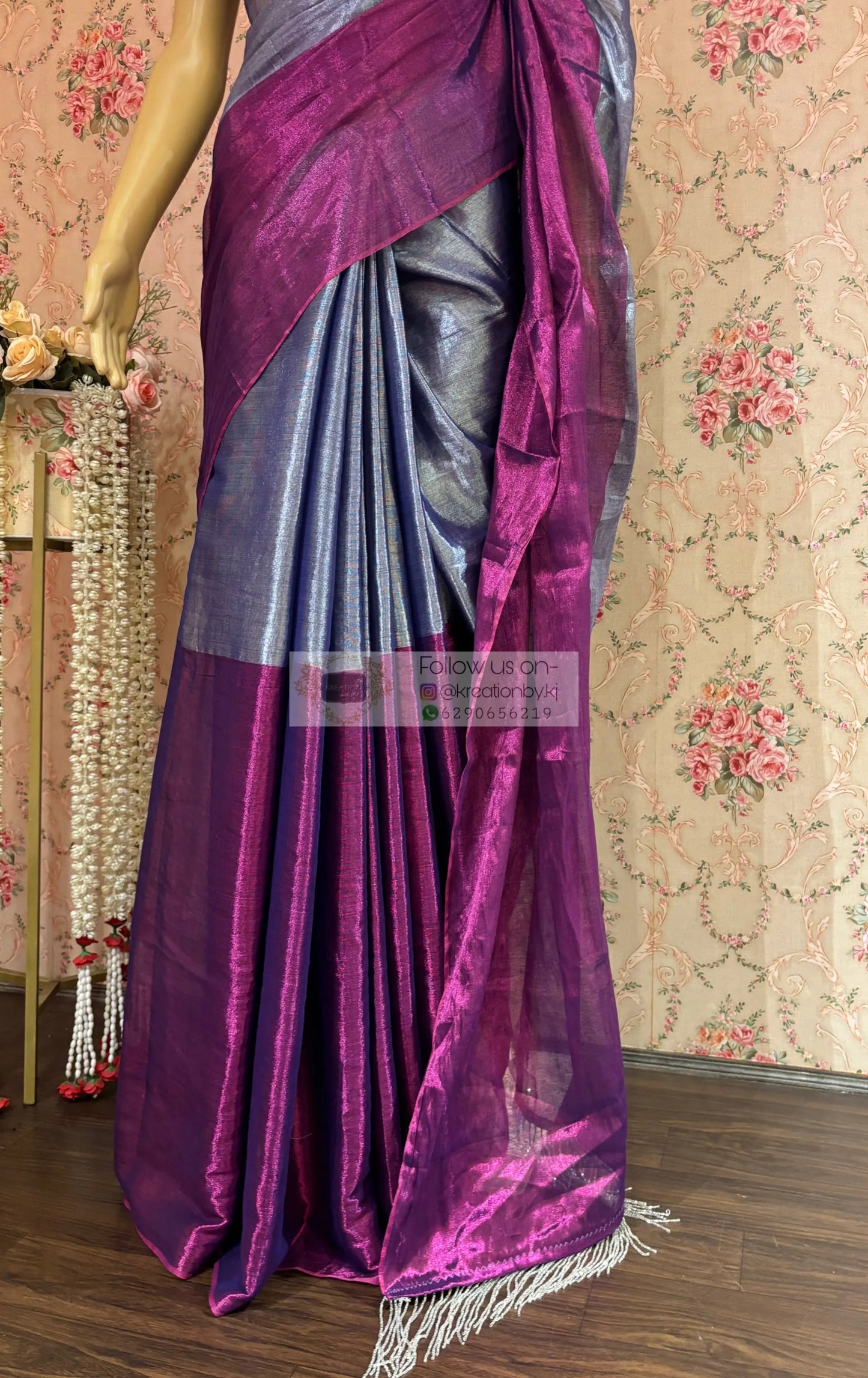 Jamun Gola Cotton Tissue Saree kreationbykj
