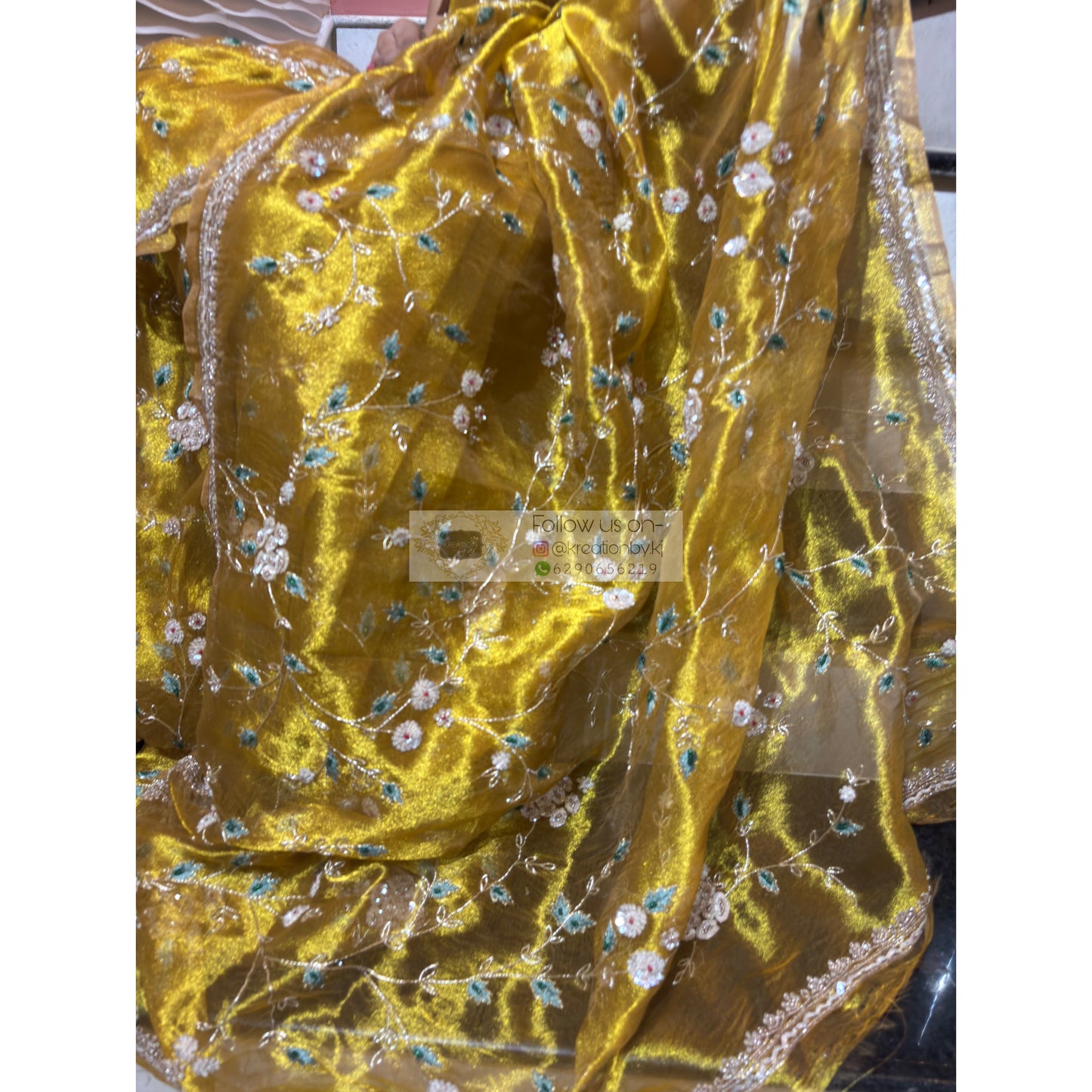 Luxe Golden Tissue Jaal Saree kreationbykj