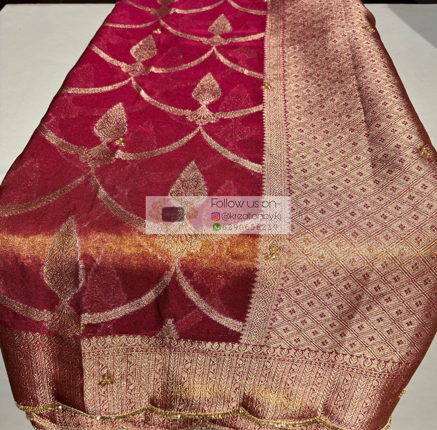 Pink Banarasi Tissue Piyali Saree For Wedding kreationbykj