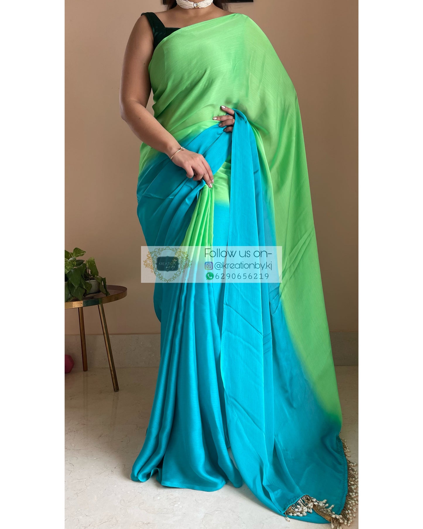 Mojito Ombré Chinnon Saree kreationbykj