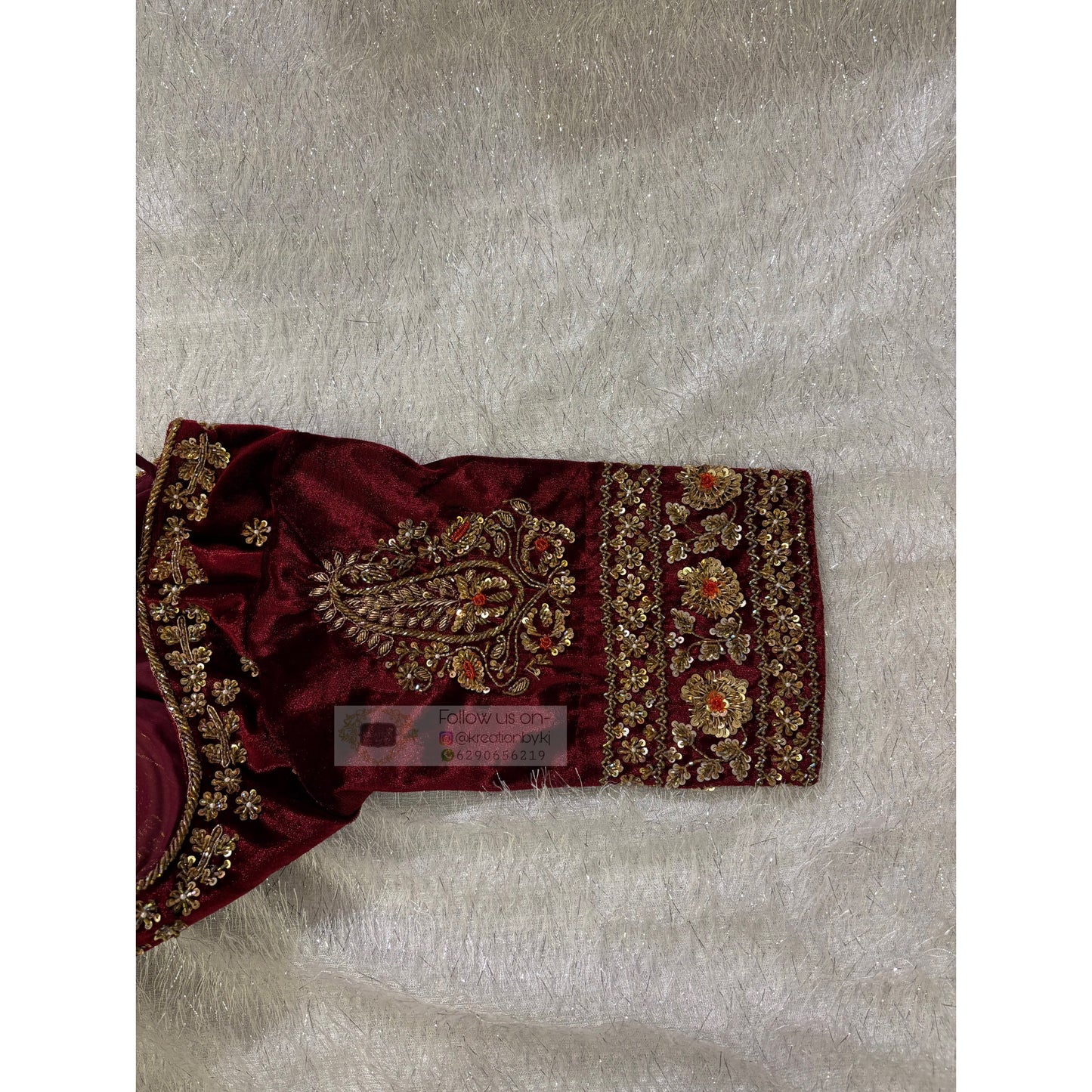 Burgundy Velvet Bridal Blouse kreationbykj