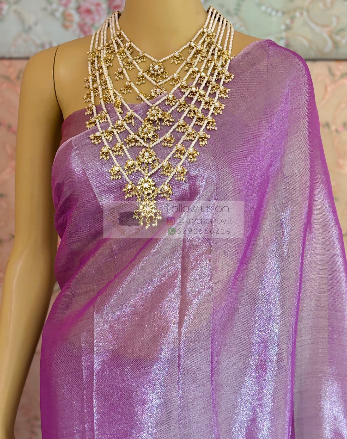 Lavender Cotton Tissue Saree kreationbykj