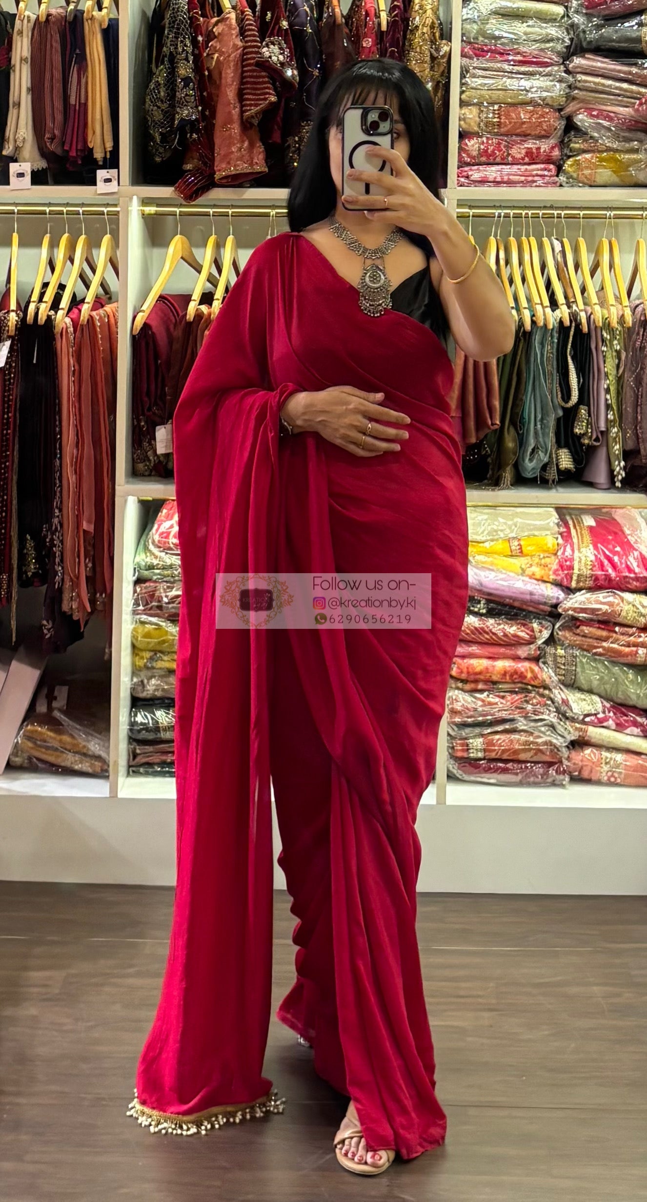 Pink Petunia Saree with Handmade Tassels on Pallu kreationbykj