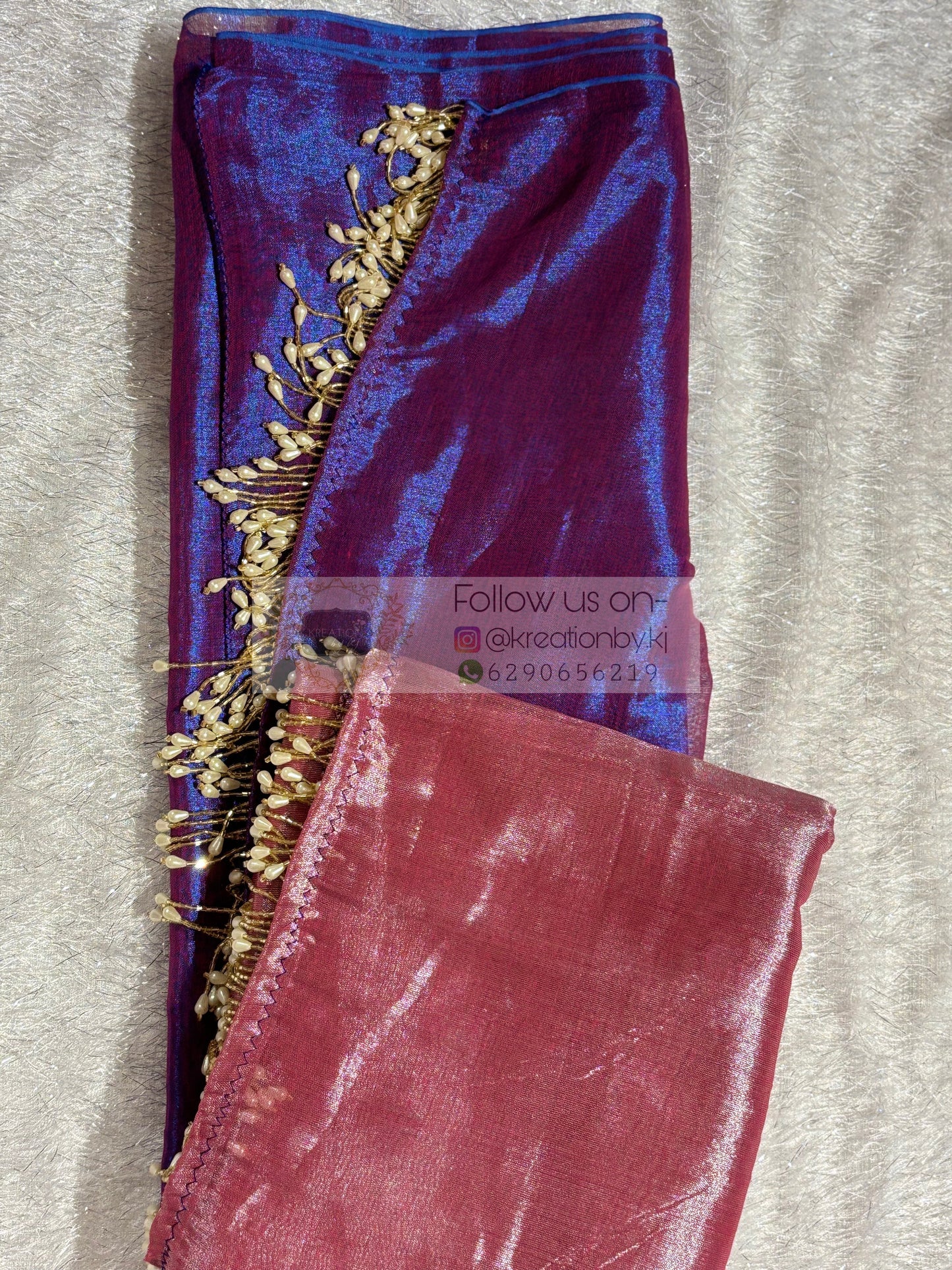 Pink Orchid Two in One Tissue Saree kreationbykj