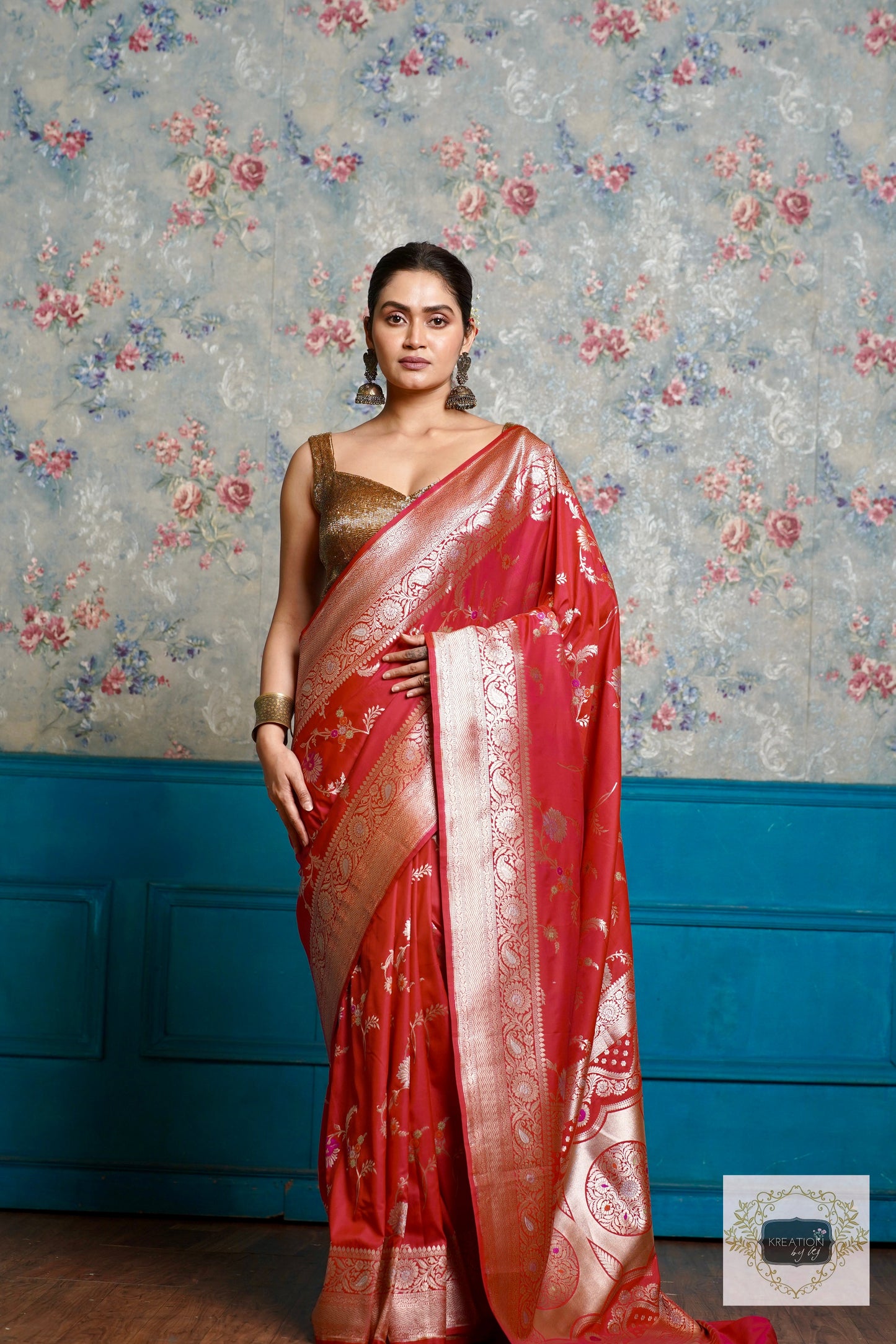Pink Katan Bridal Banarasi Saree kreationbykj