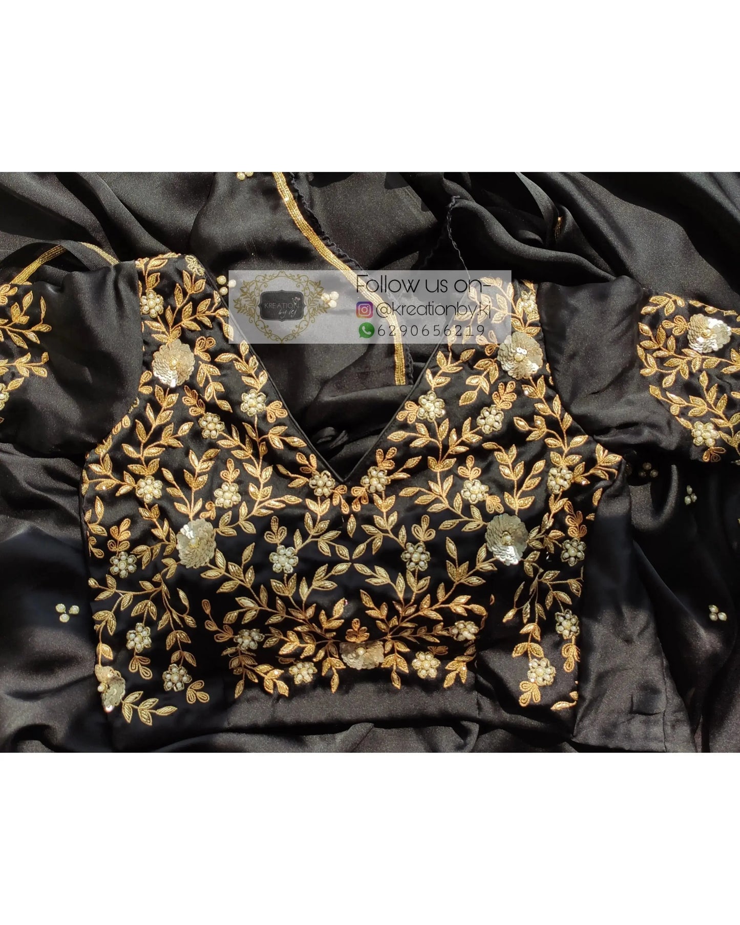 Black Zardosi Embroidered Blouse Piece kreationbykj.in