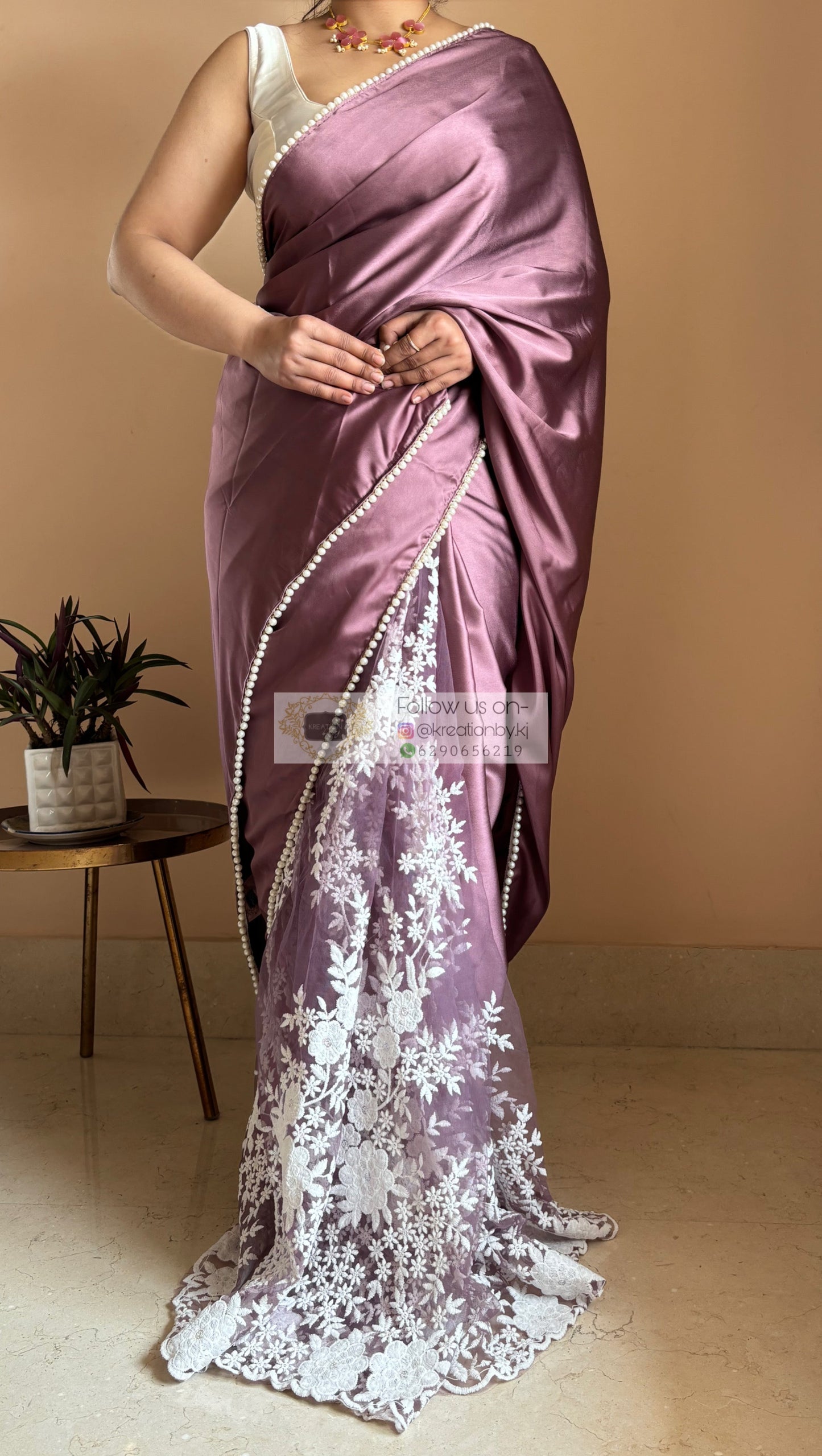 Heather Cherry blossom Half Saree kreationbykj