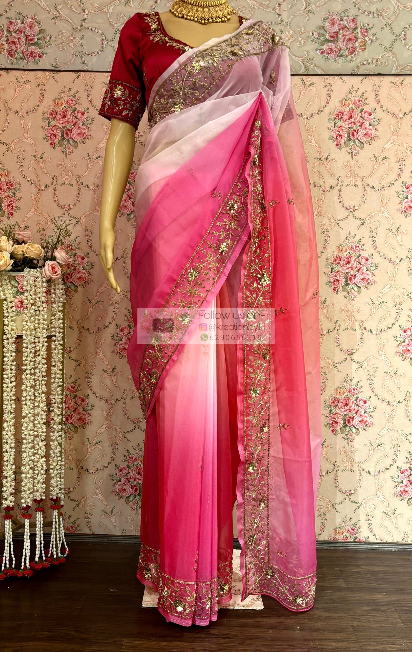 Gulabi Ombré Anaya Saree kreationbykj