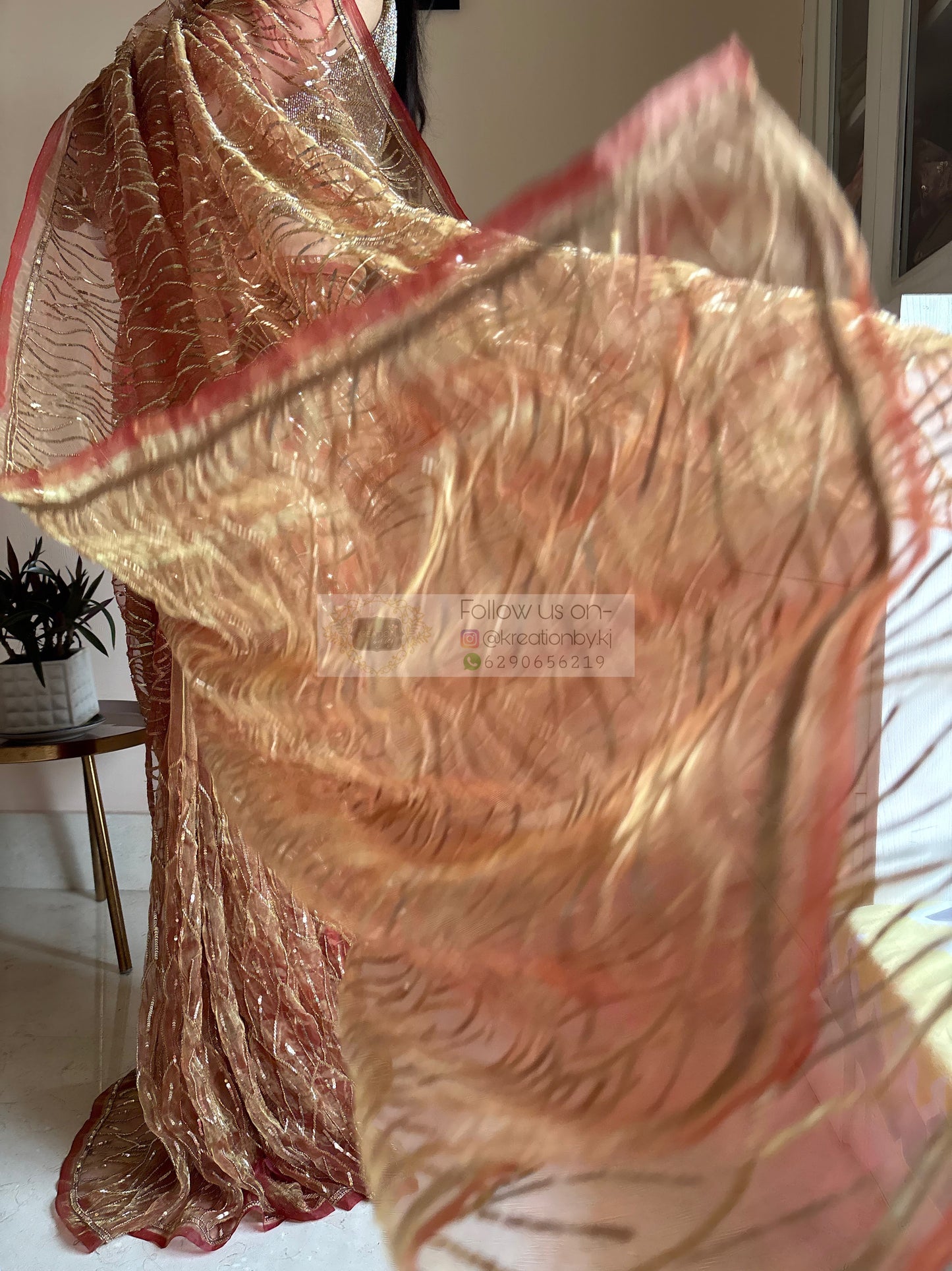 Liquid Gold A Sky full of Stars Saree For Reception kreationbykj