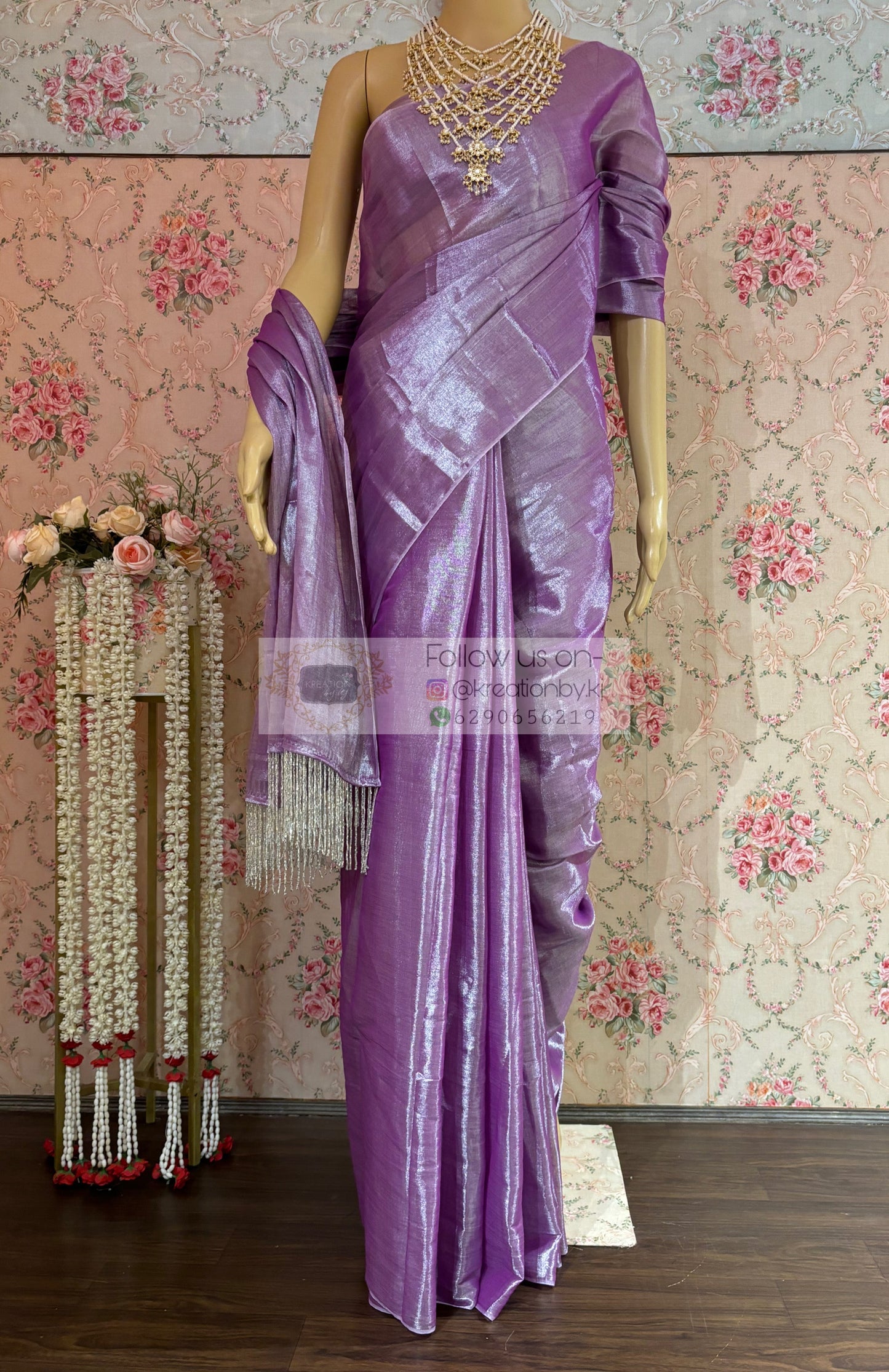 Lavender Cotton Tissue Saree kreationbykj