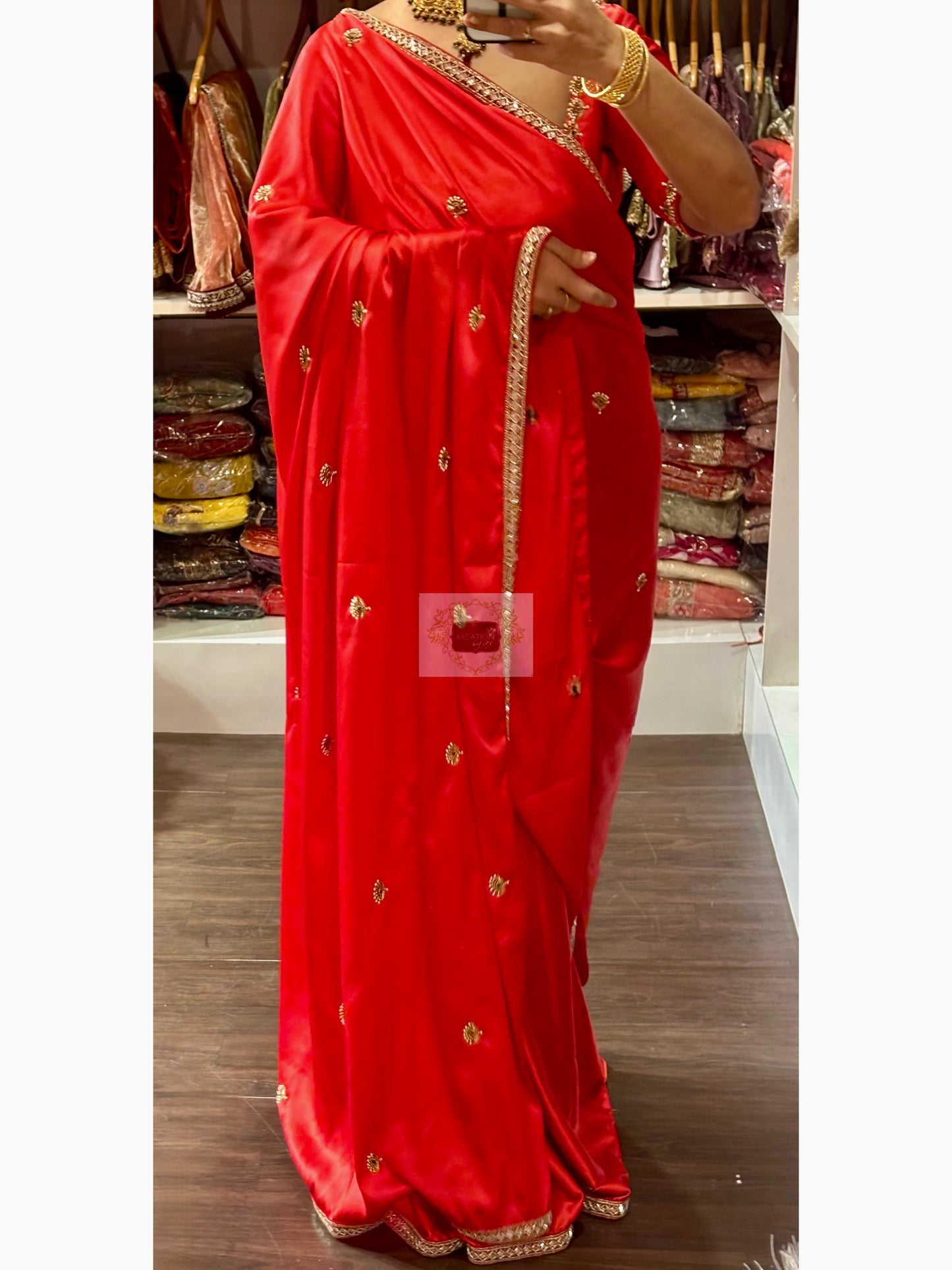 Crimson Red Kurmaie Saree