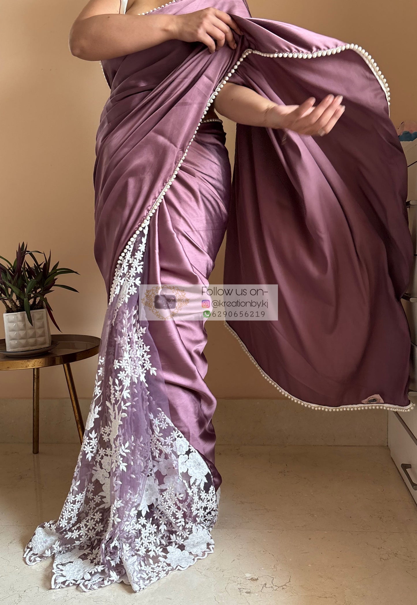 Heather Cherry blossom Half Saree kreationbykj