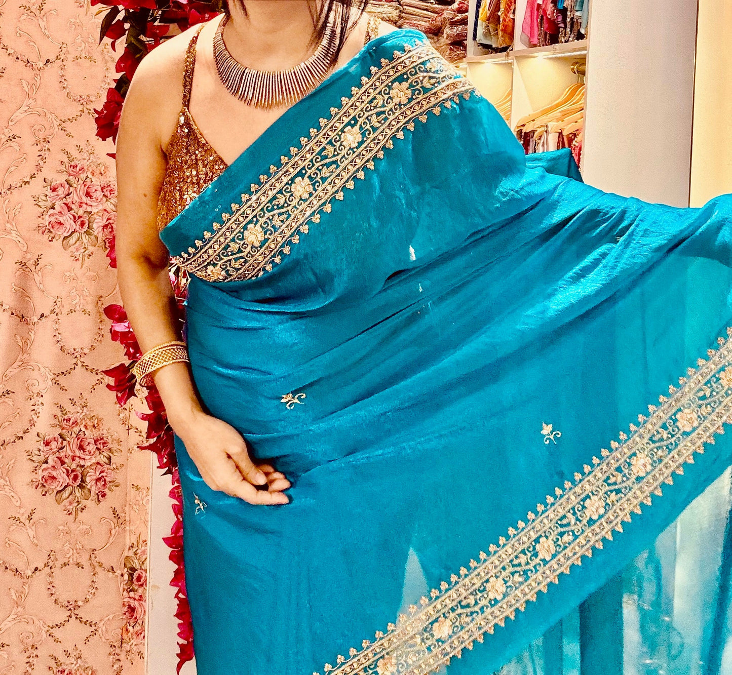 Persian Blue Zarina Saree kreationbykj