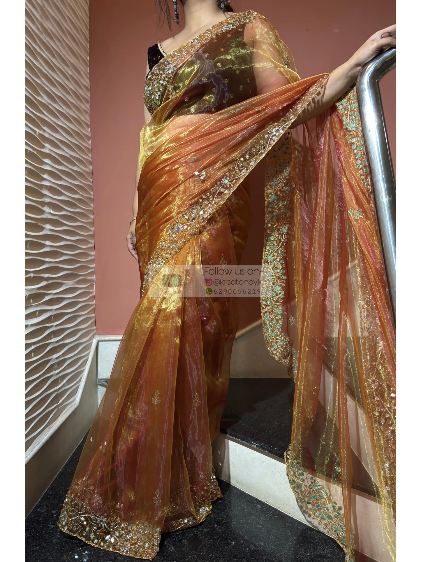 Liquid Gold Sheesh Mahal Saree kreationbykj